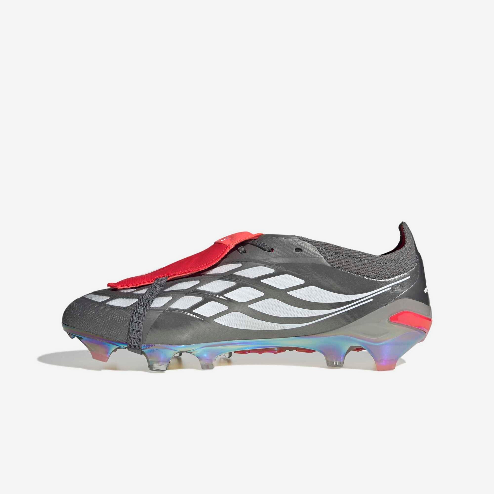 adidas Predator Elite Fold-Over Tongue Firm-Ground Low-Top Soccer Cleats - Iron Metallic / Cloud White / Lucid Red