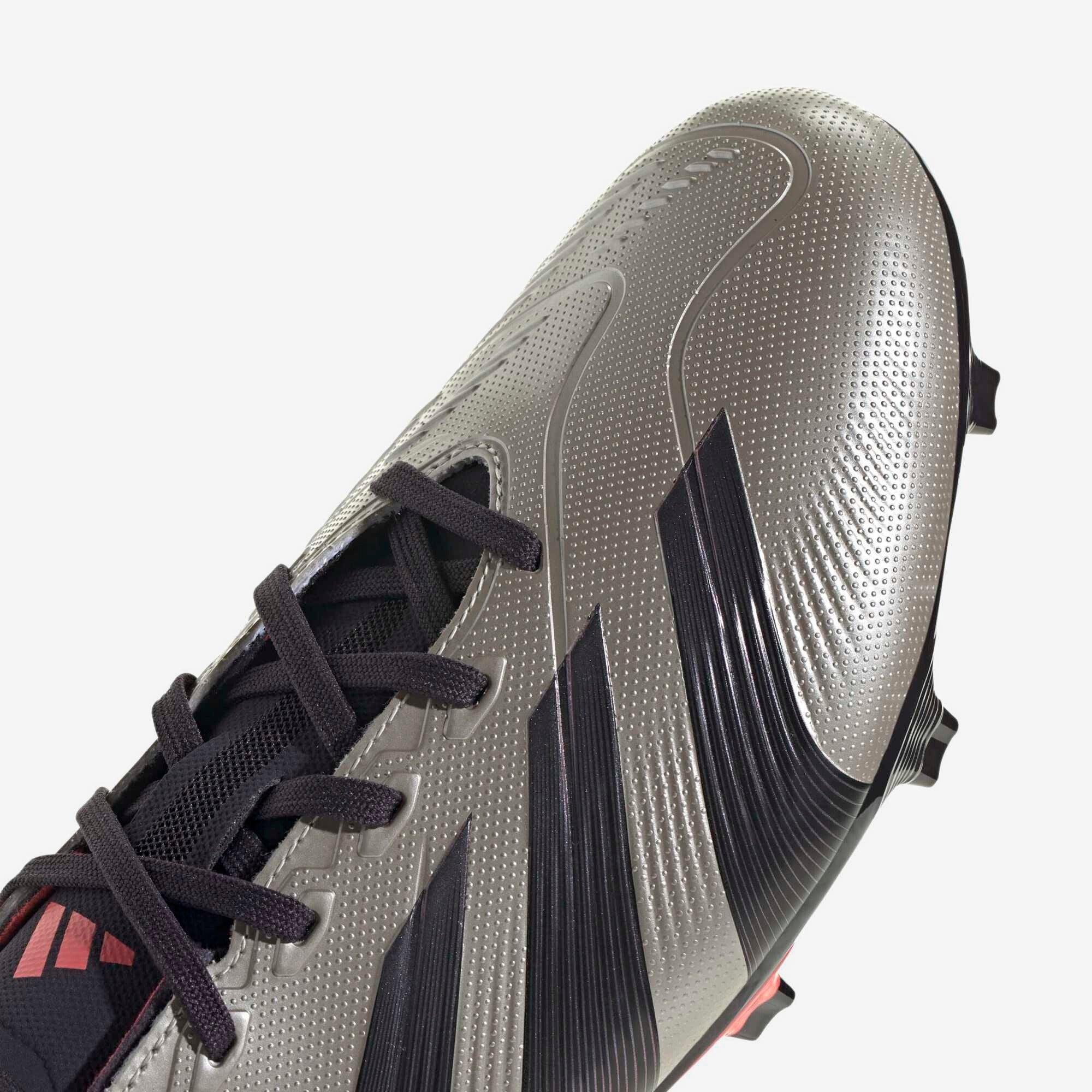 adidas Predator League Firm-Ground Low-Top Soccer Cleats - Platinum Metallic / Aurora Black / Turbo