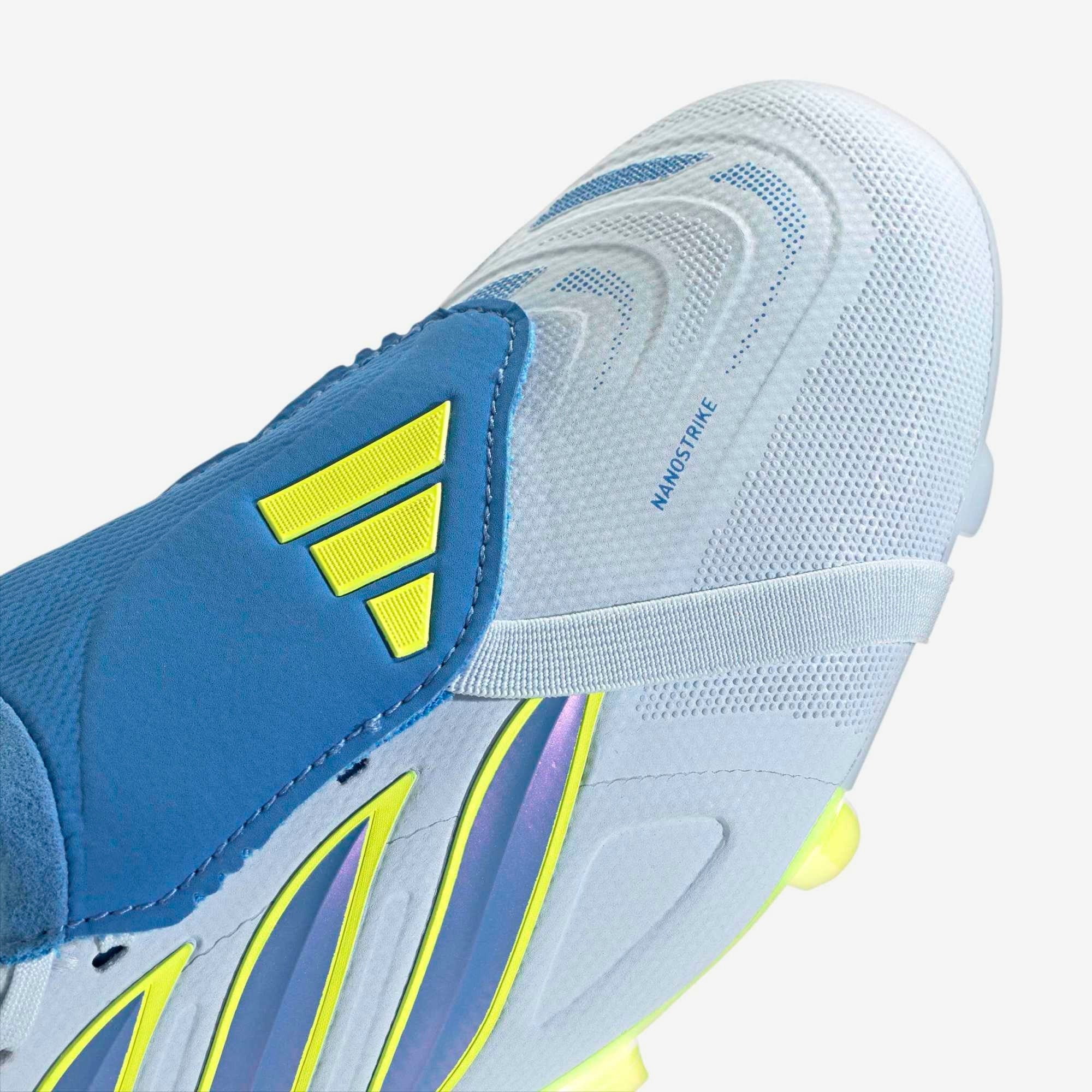 adidas Predator League Fold-Over Tongue Firm-Ground Low-Top Soccer Cleats - Crystal Sky / Ray Blue / Team Solar Yellow 2
