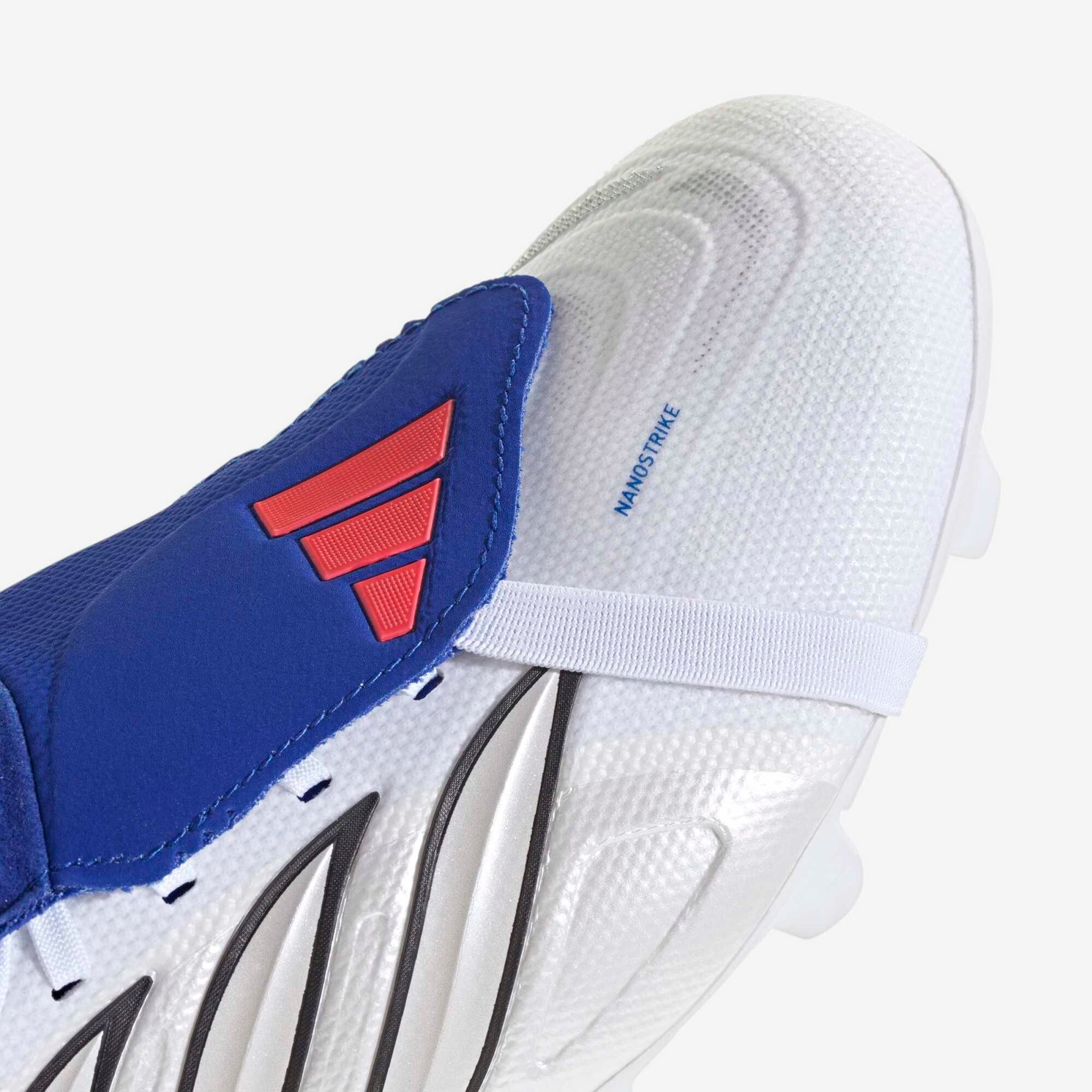 adidas Predator League Fold-Over Tongue Firm-Ground Low-Top Soccer Cleats - Cloud White / Zero Metalic / Royal Blue