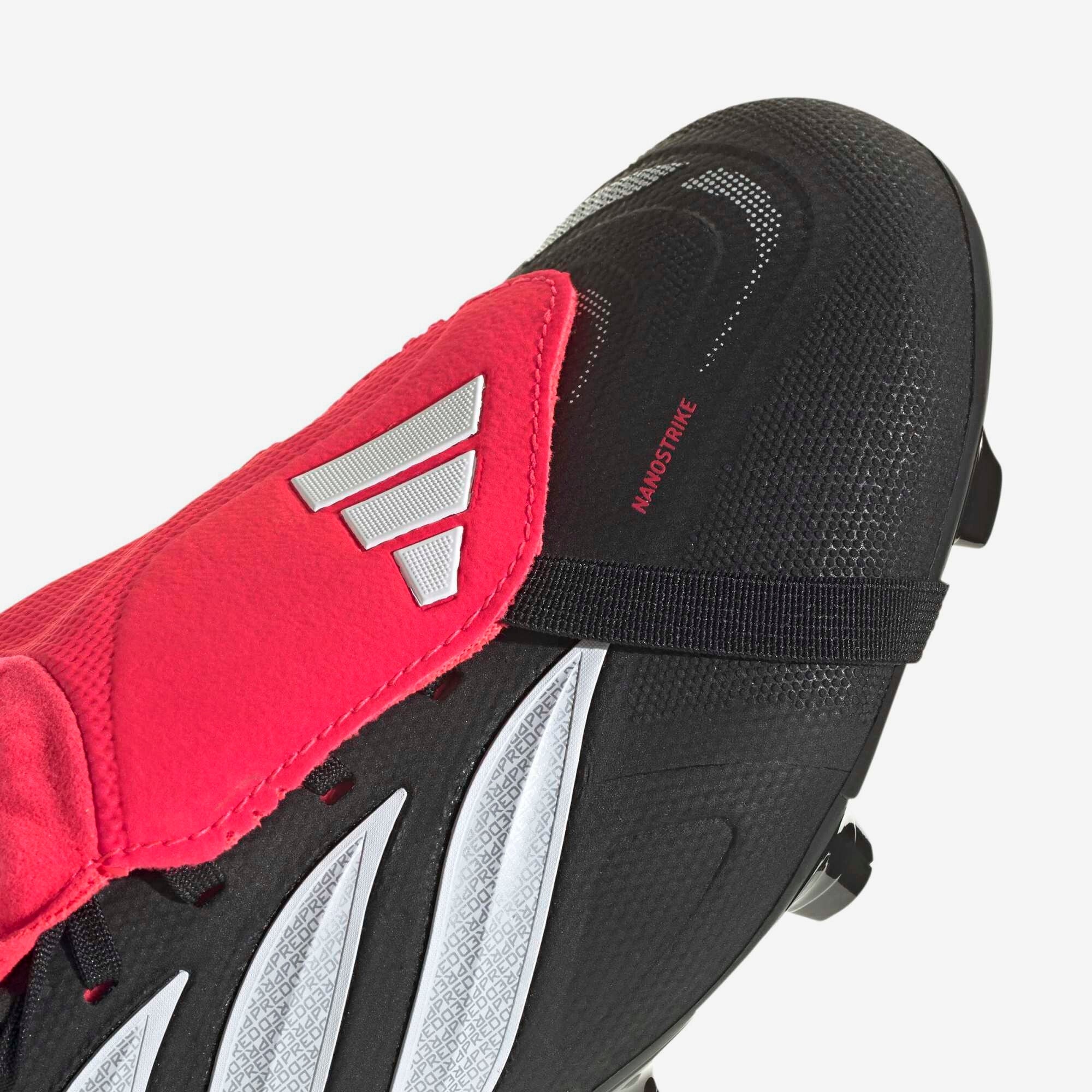 adidas Predator League Fold-Over Tongue Firm-Ground Low-Top Soccer Cleats - Core Black / Cloud White / Lucid Red
