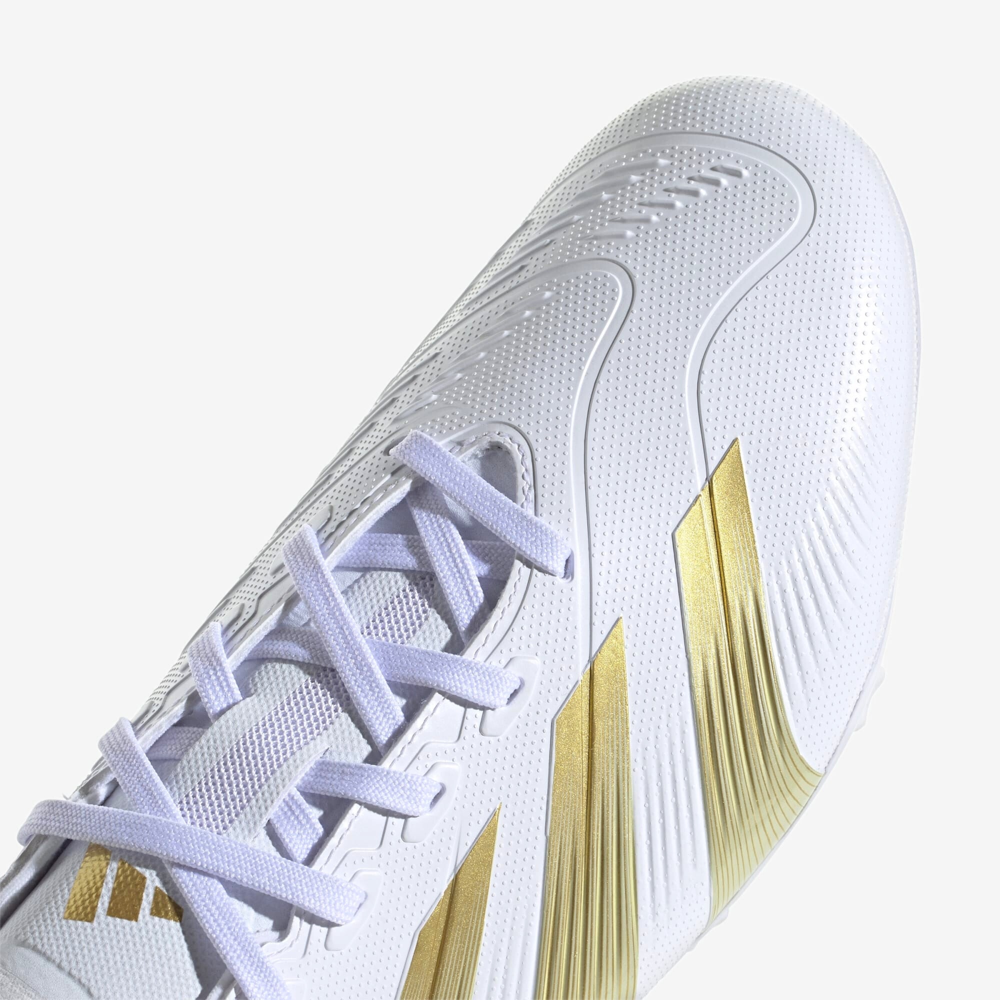 adidas Predator League FG Low-Top Soccer Cleats - Cloud White / Gold Metallic / Sandy Beige Met