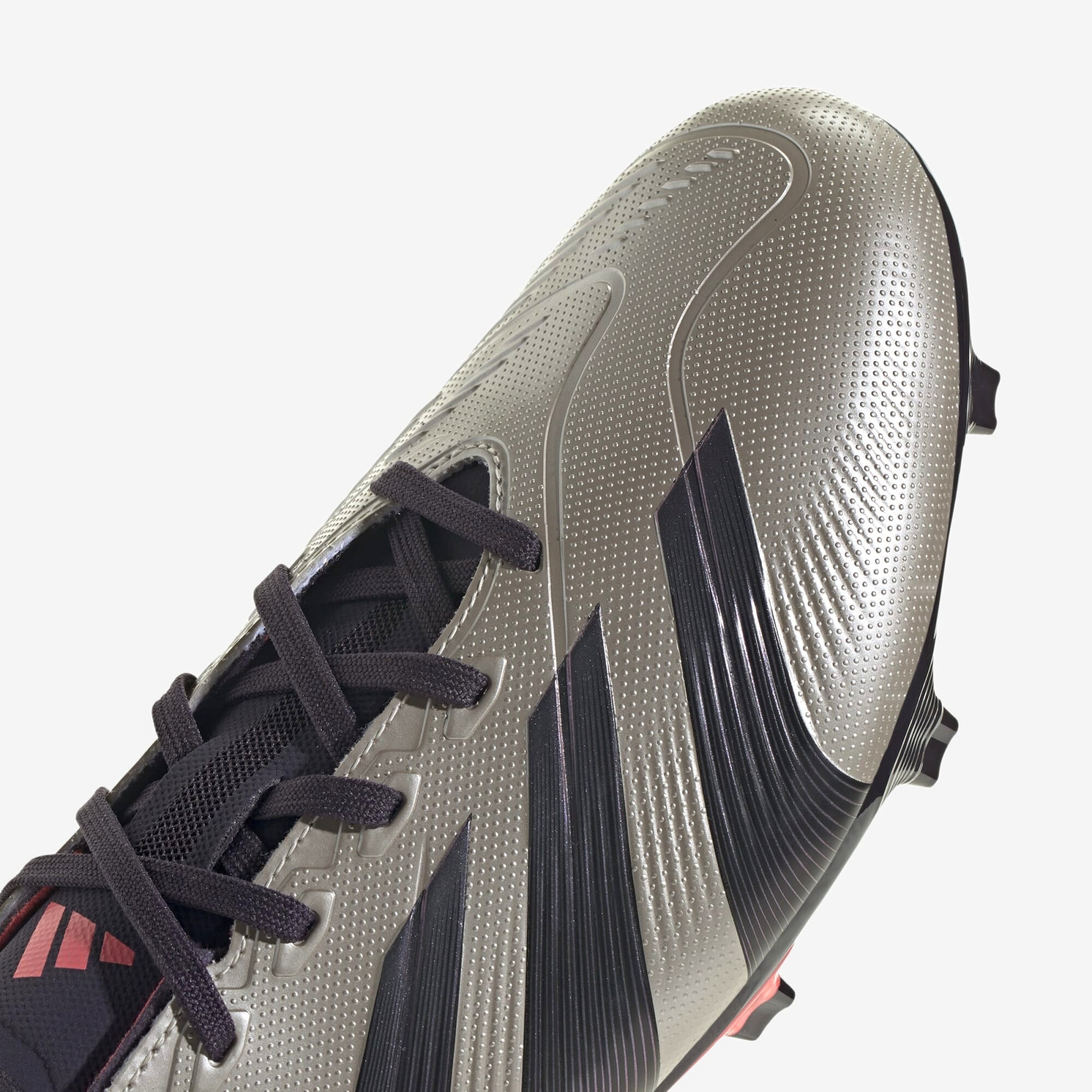 adidas Predator League FG Low-Top Soccer Cleats - Platinum Metallic / Aurora Black / Turbo