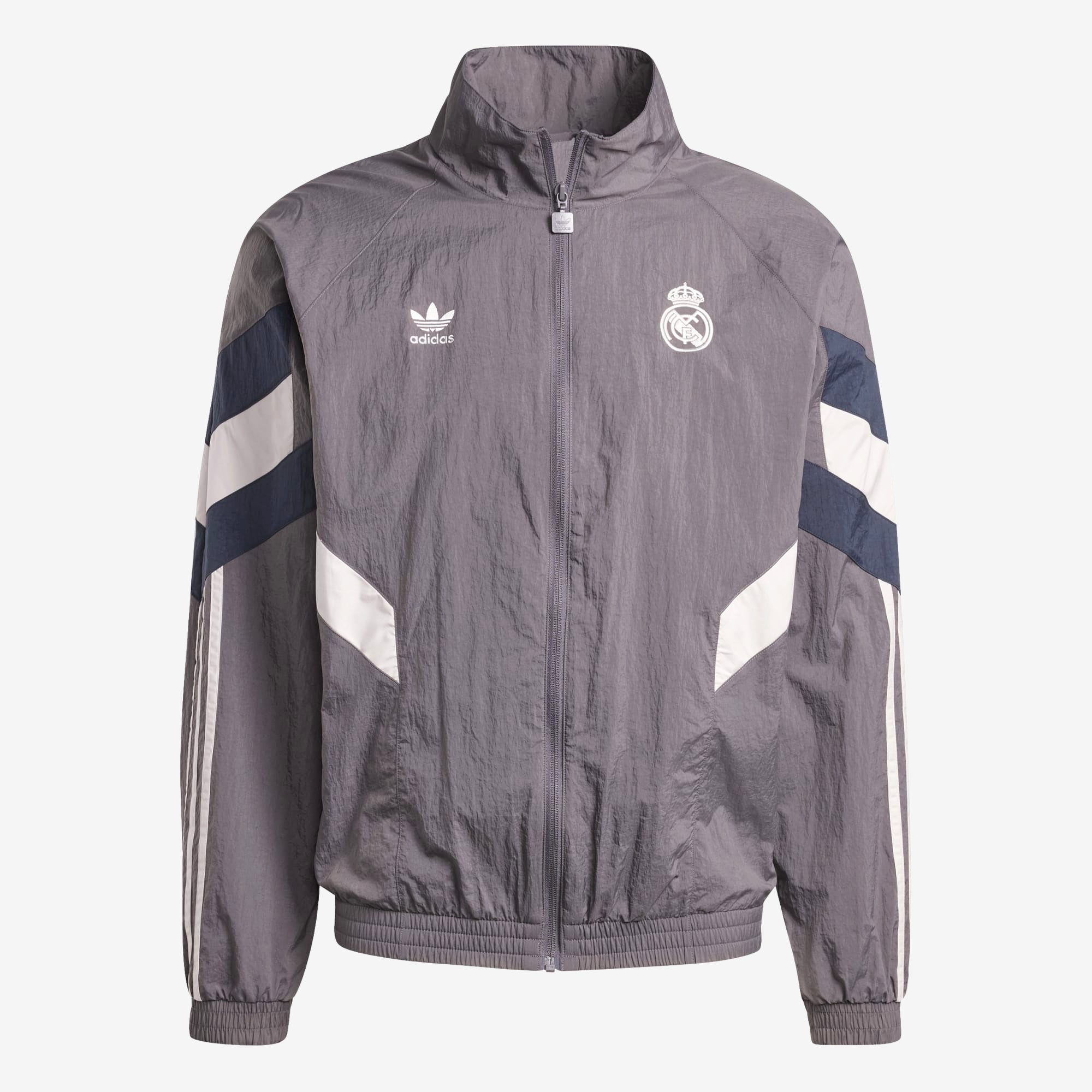 adidas Real Madrid Originals Top Men's Full-Zip Soccer Track Jacket - Charcoal / Grey