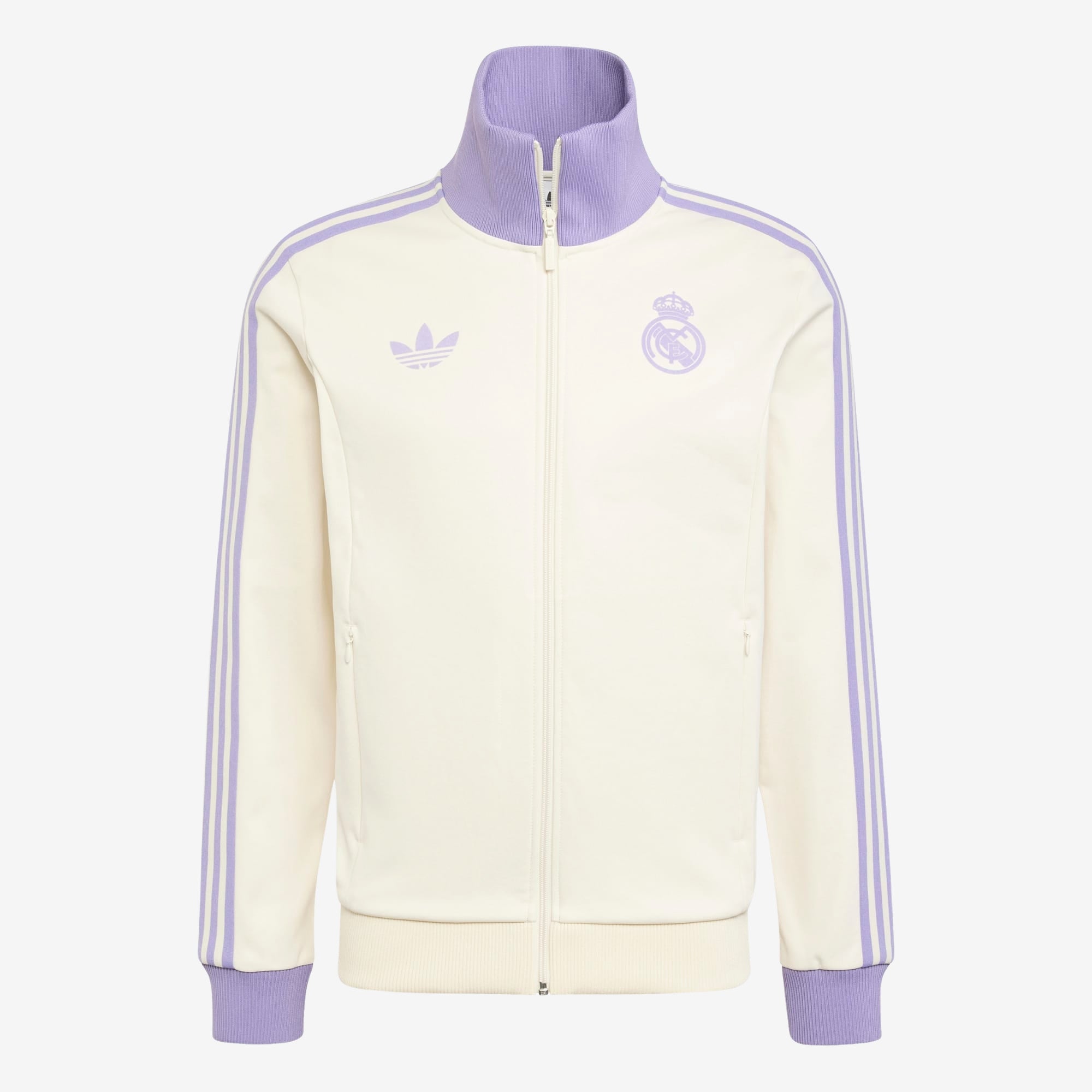 adidas Real Madrid Top Men's Full-Zip Soccer Track Jacket - Wonder White / Magic Lilac