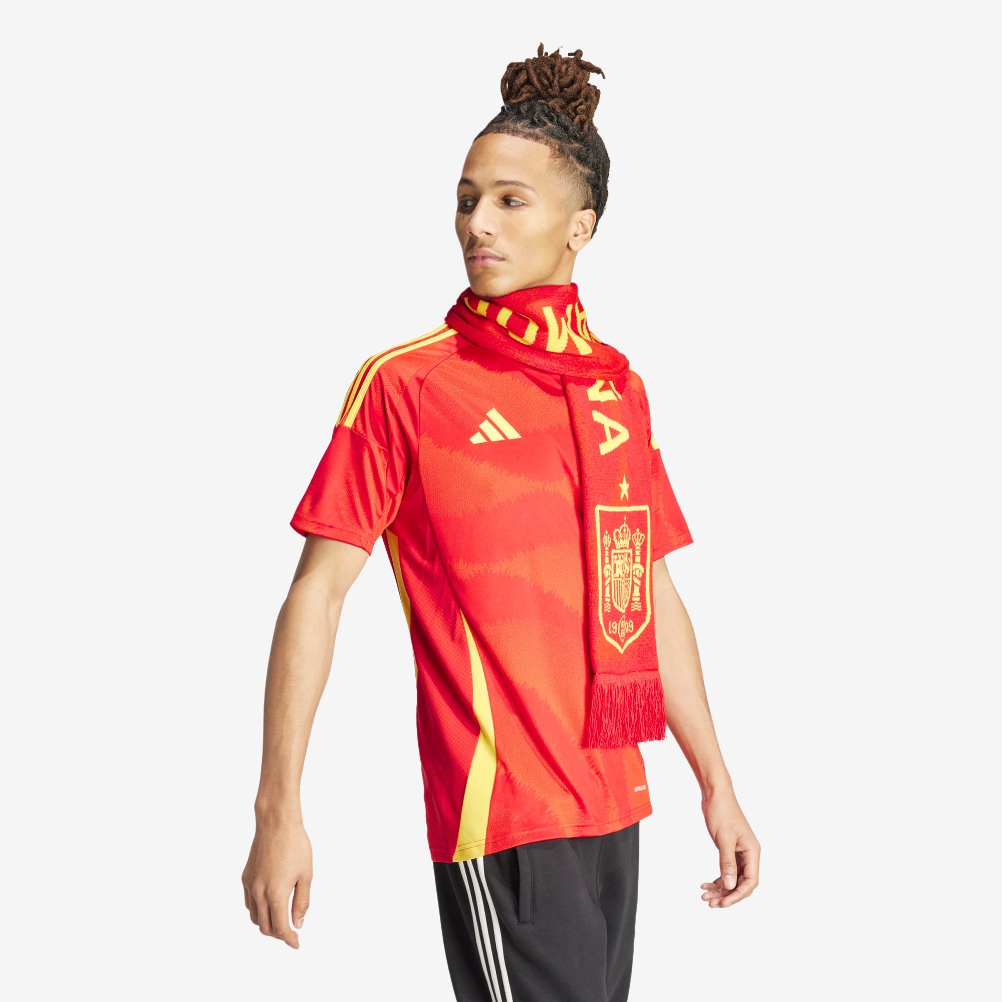 adidas Spain 2024 Stadium Home Men's AEROREADY Soccer Replica Jersey - Better Scarlet