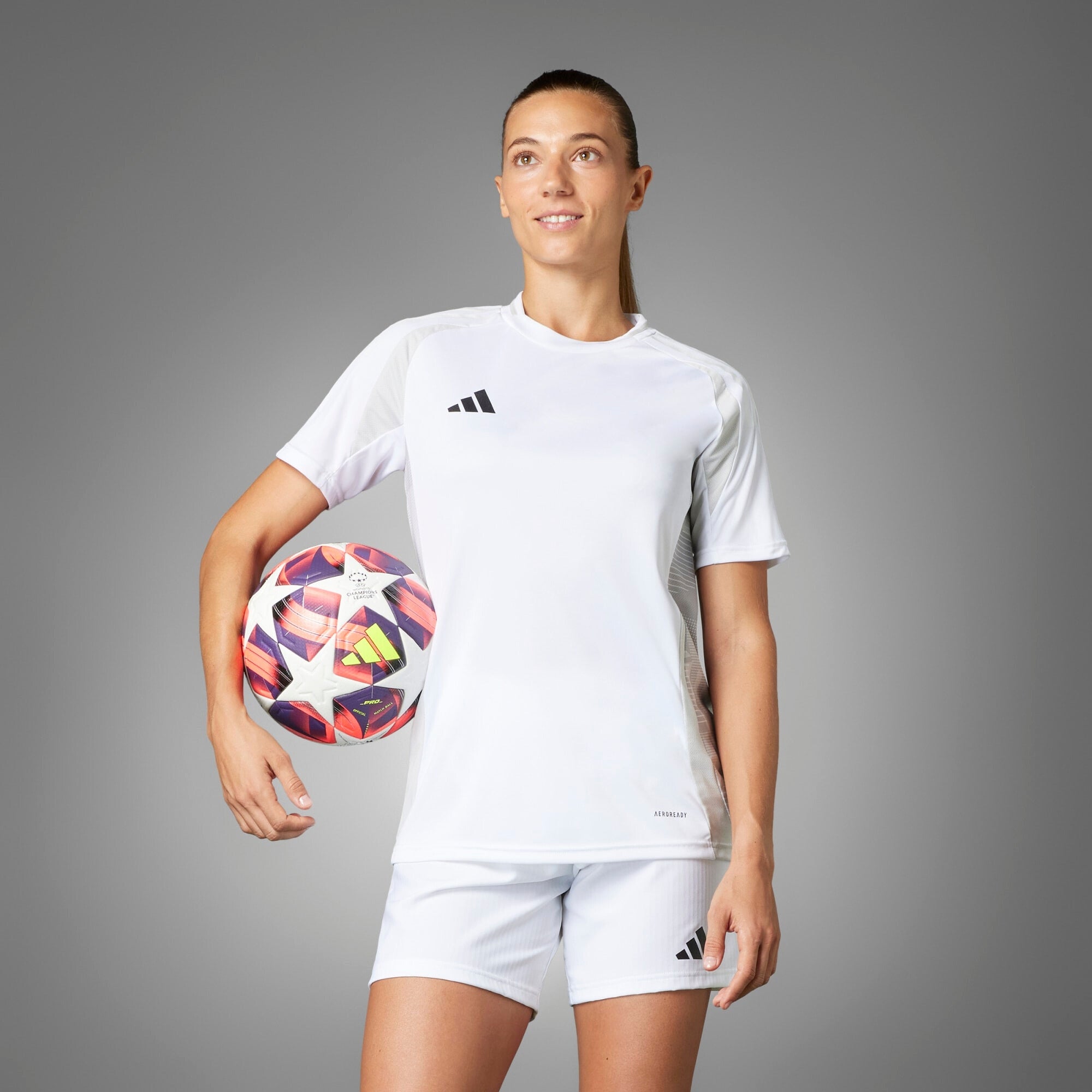 adidas UWCL Pro 24/25 Group Stage Soccer Ball - White / Aurora Black / Turbo / Silver Metallic