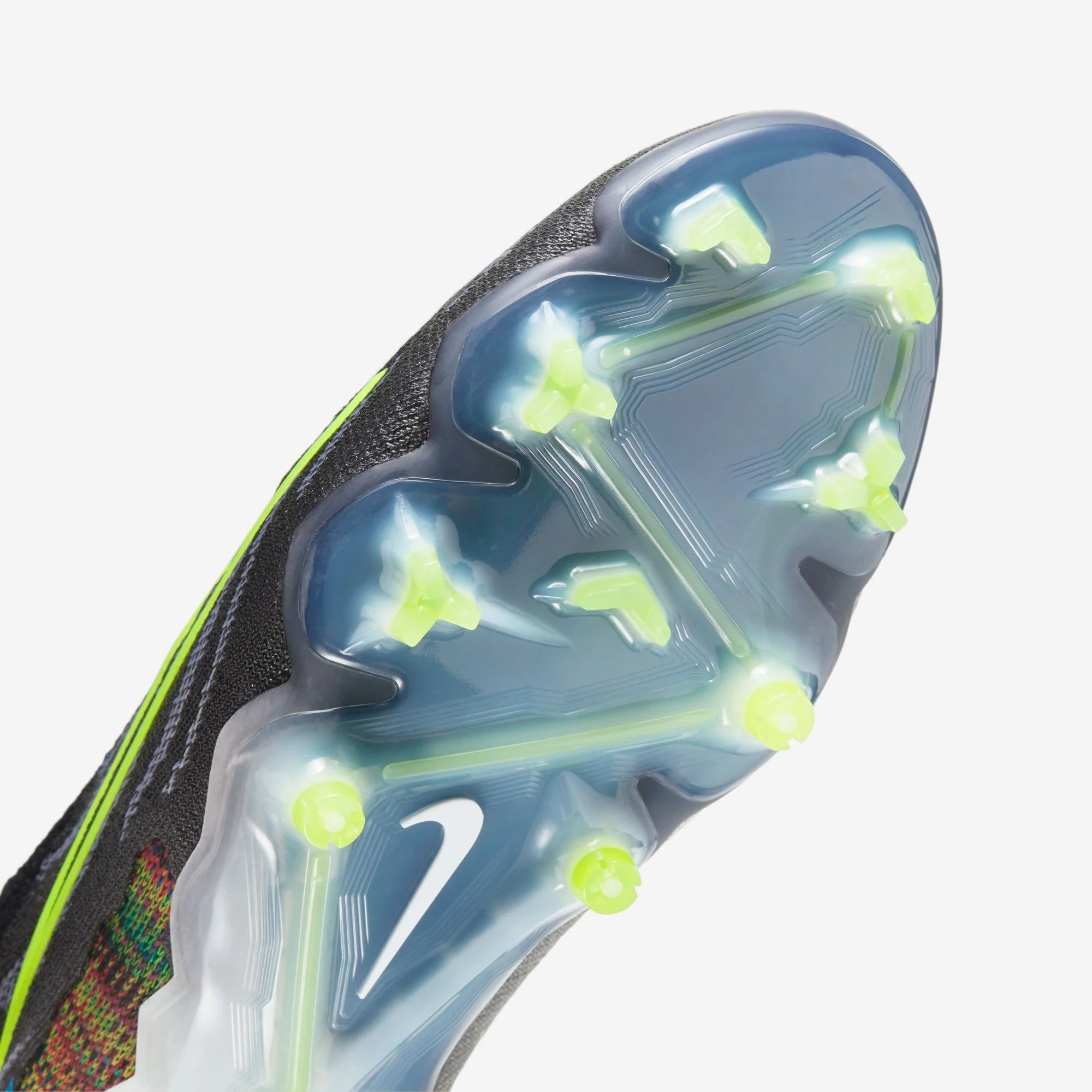 Nike Gripknit Phantom GX Elite DF Fusion FG High-Top Soccer Cleats - Black/White/Blue Glow/Volt