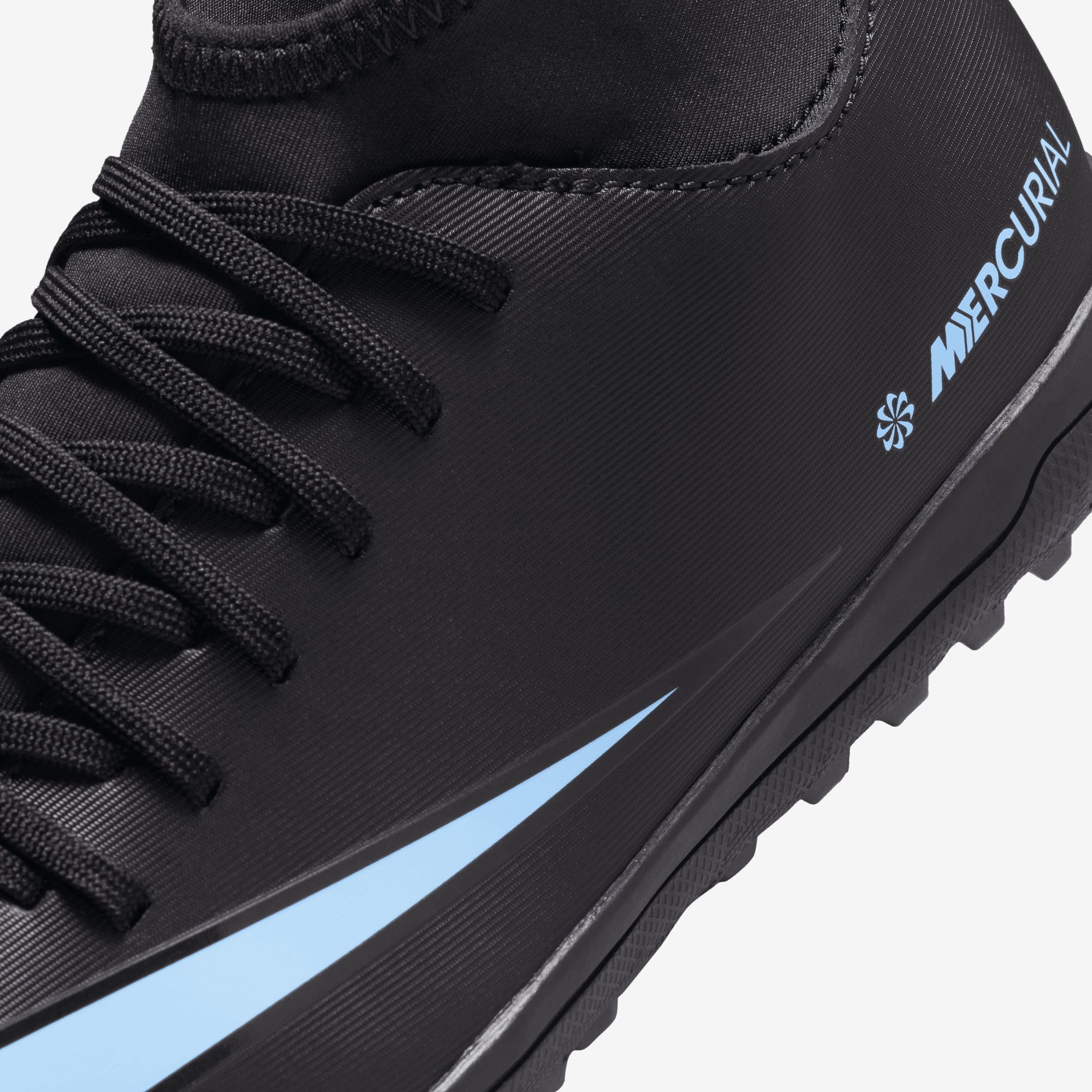 Nike Jr. Mercurial Superfly 10 Club Little/Big Kids' Turf High-Top Soccer Shoes - Black/Black