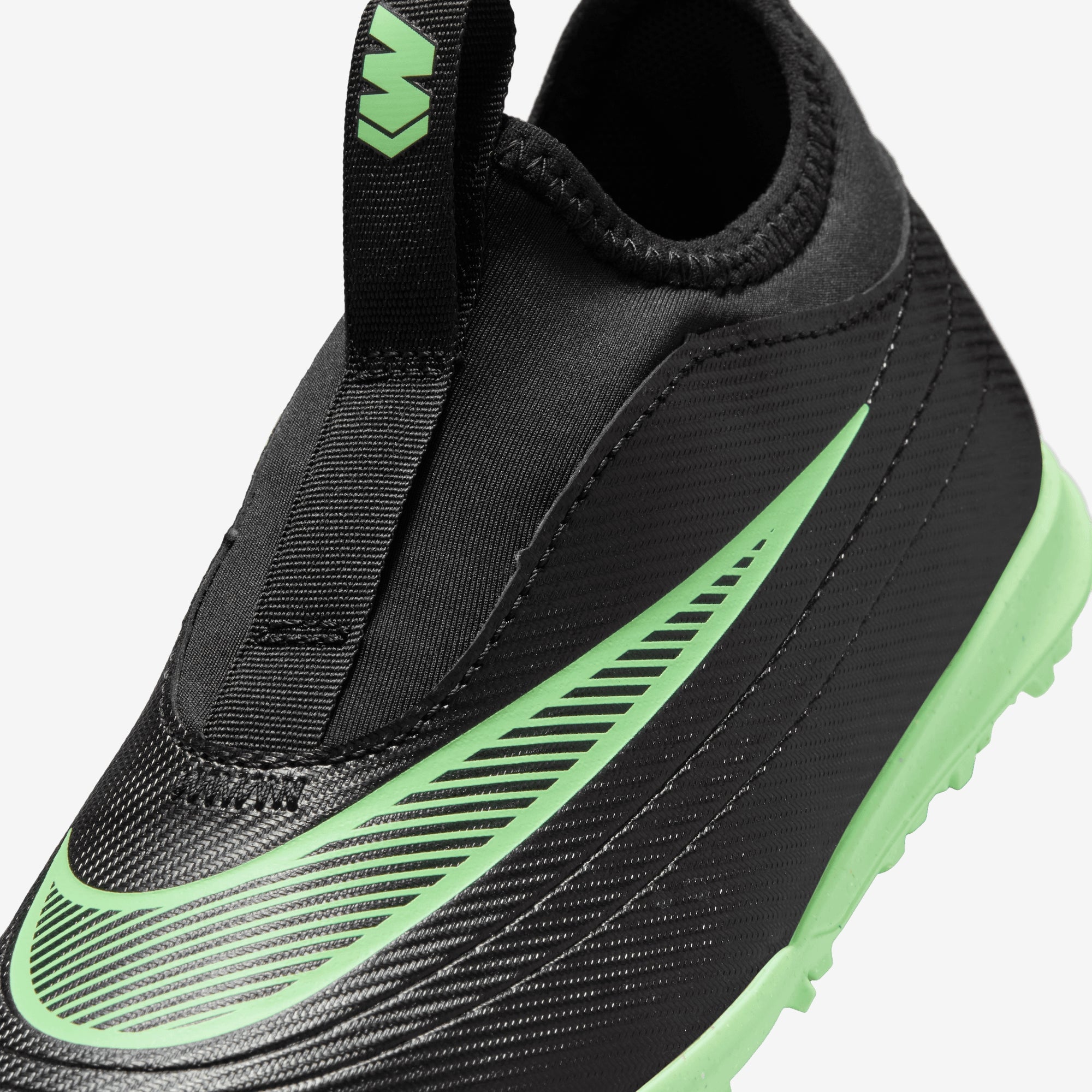 Nike Jr. Mercurial Vapor 17 Club Little Kids' Turf Low-Top Soccer Shoes - Black/Illusion Green-Black