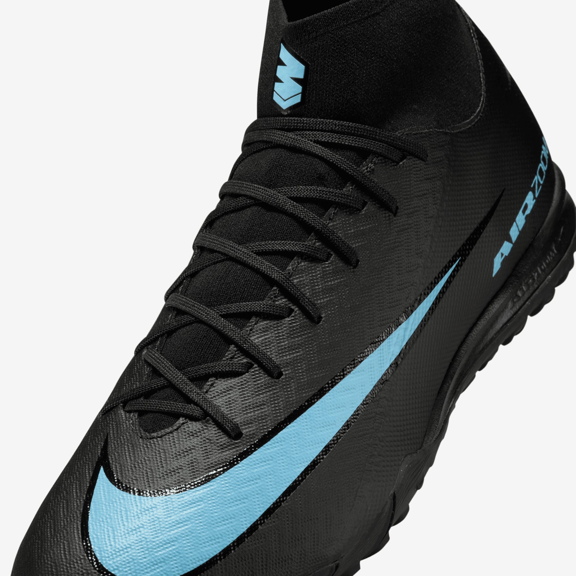 Nike Mercurial Superfly 10 Academy Turf High-Top Soccer Shoes - Black/Ice Blue
