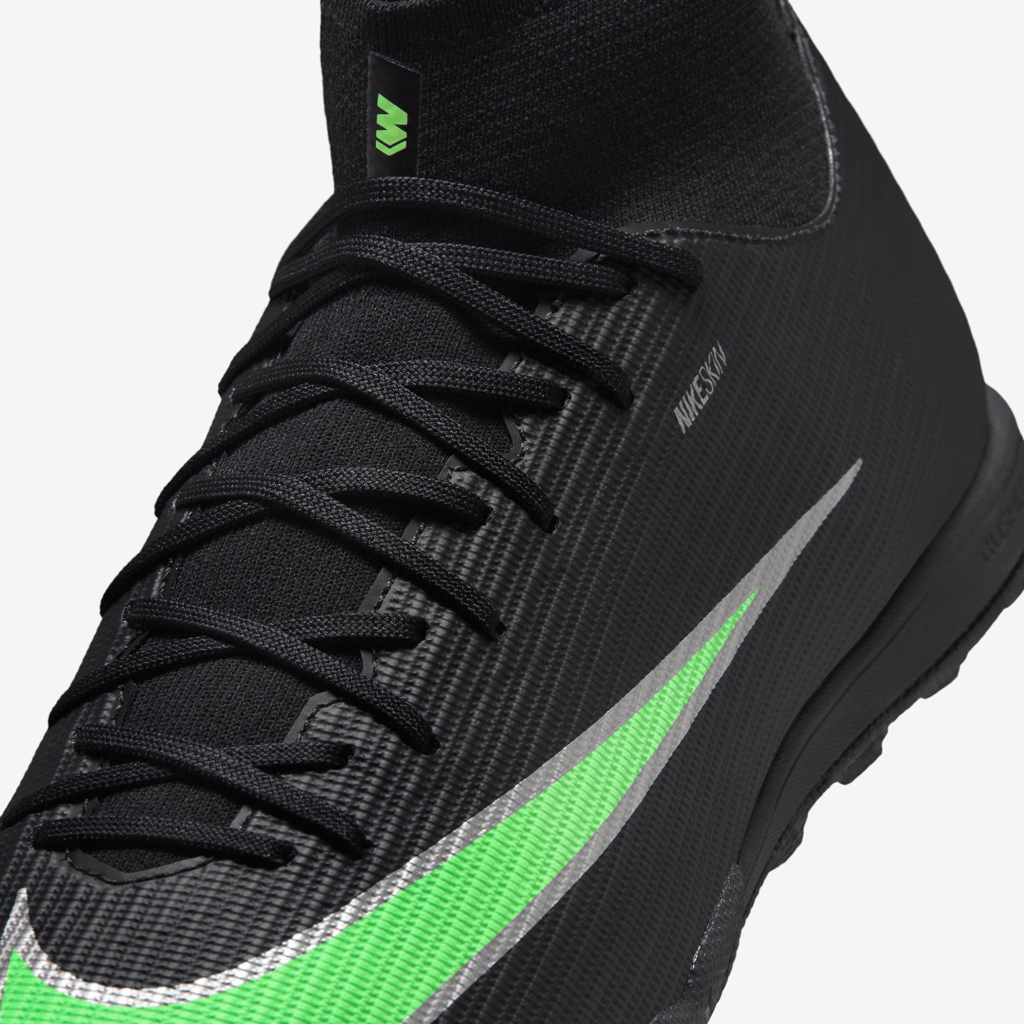 Nike Mercurial Superfly 11 Academy Turf High-Top Soccer Shoes - Black/Illusion Green-Black