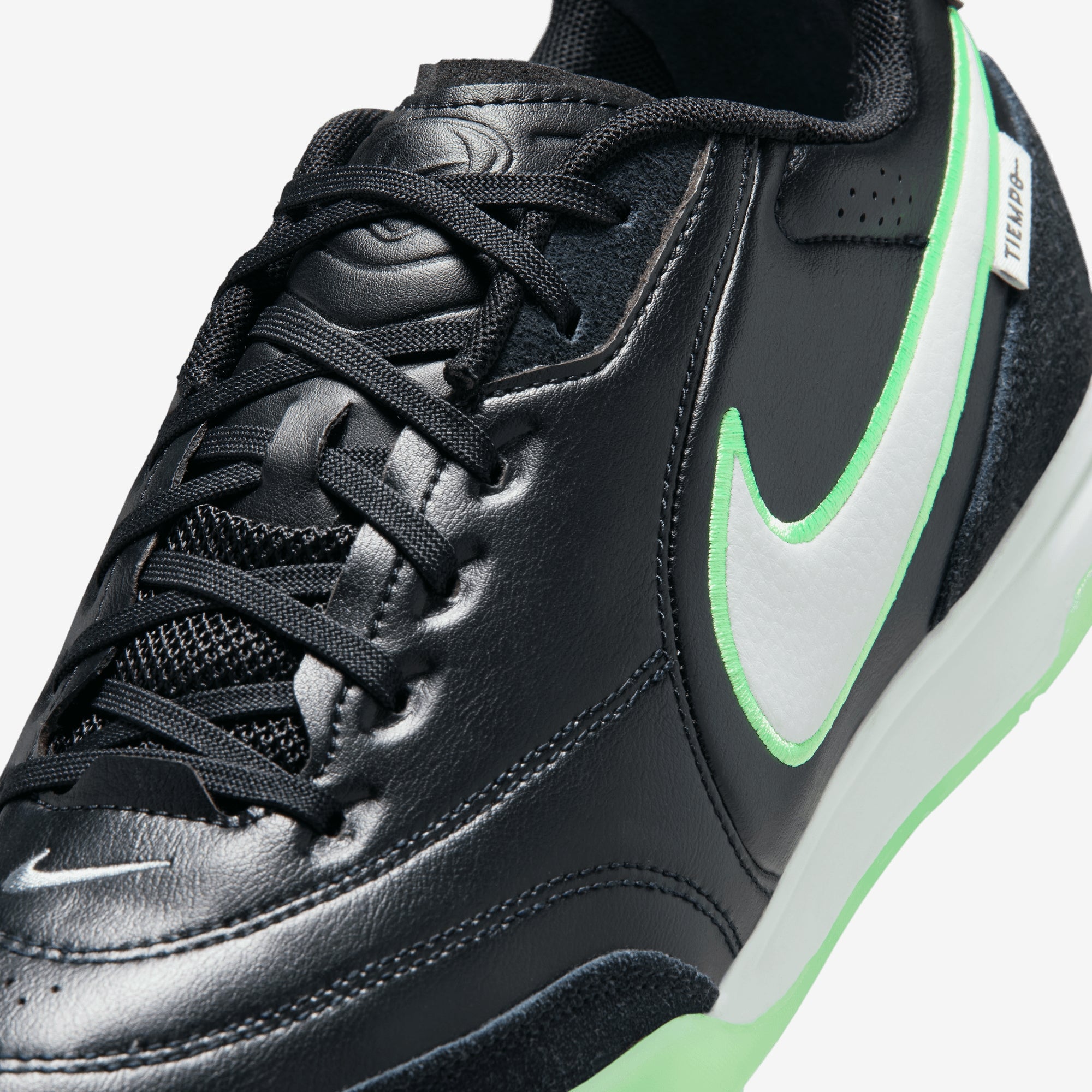 Nike Tiempo Streetgato Indoor/Court Low-Top Soccer Shoes - Black/Illusion Green-Black