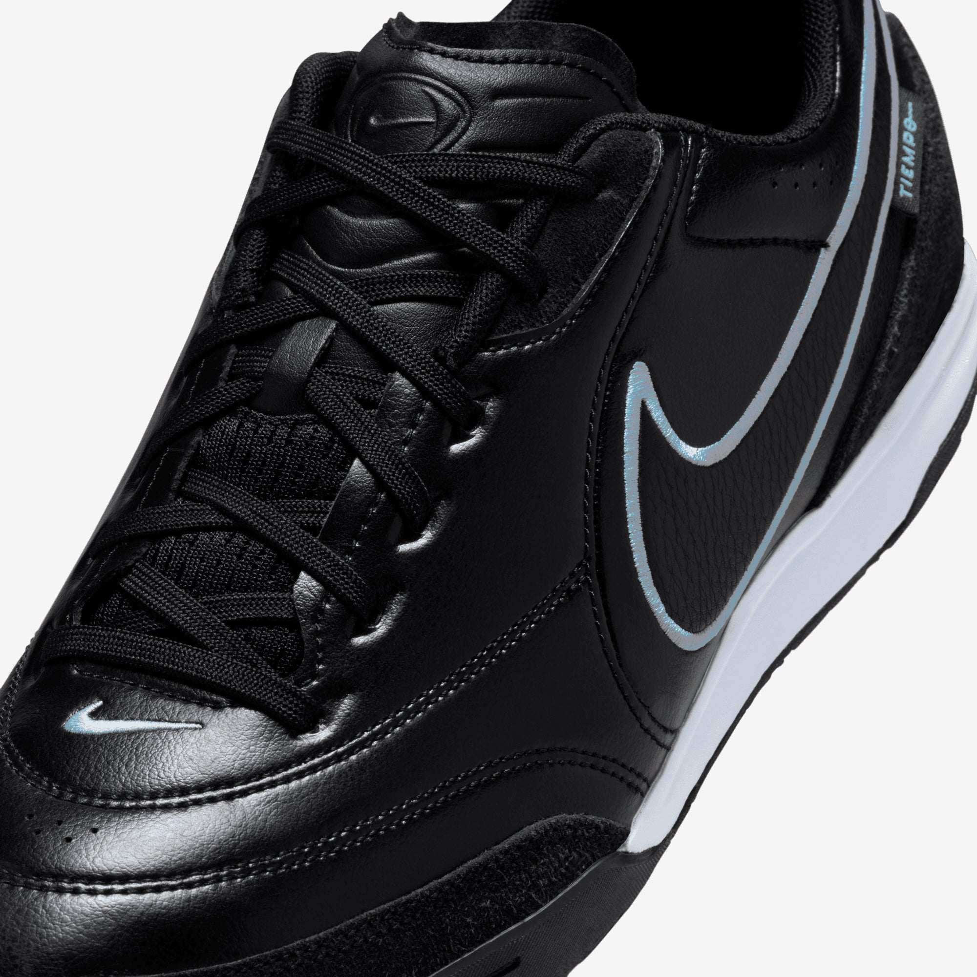 Nike Tiempo Streetgato Indoor/Court Low-Top Soccer Shoes - Black/Obsidian-Ice Blue