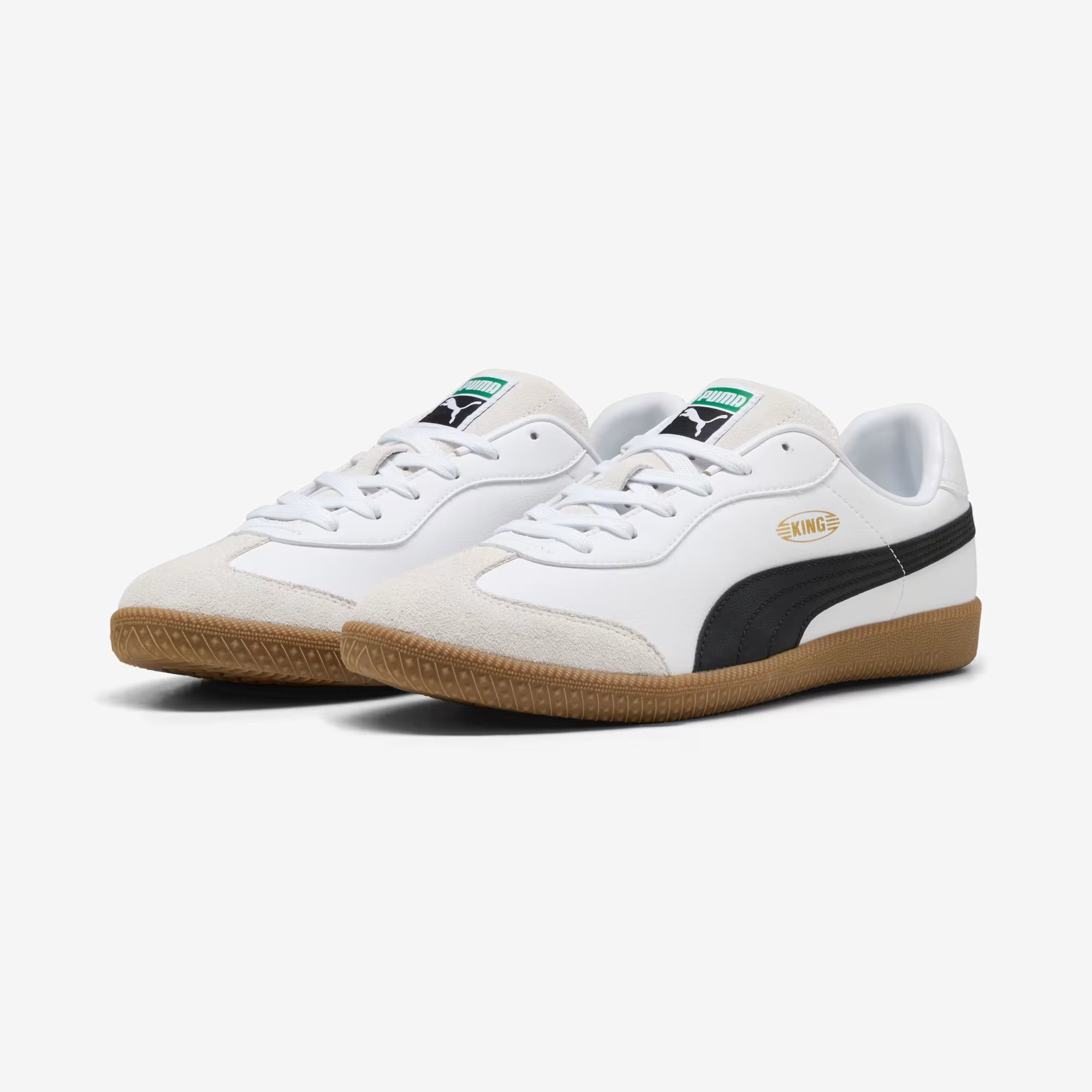 PUMA KING 21 Indoor/Court Low-Top Soccer Shoes - Puma White-Puma Black-Gum