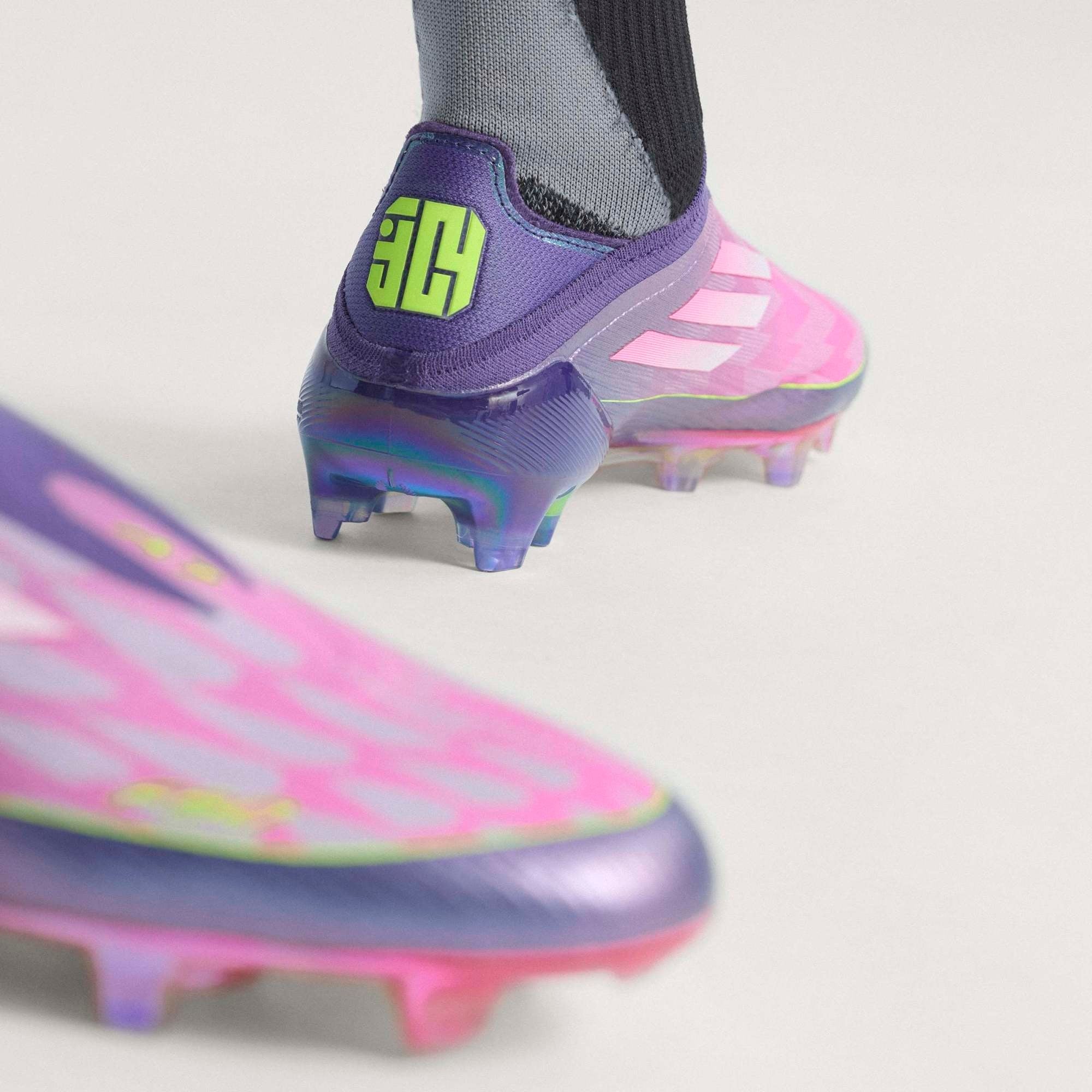 adidas F50 Elite LY Laceless Firm-Ground Low-Top Soccer Cleats - Purple / Cloud White / Lucid Lemon