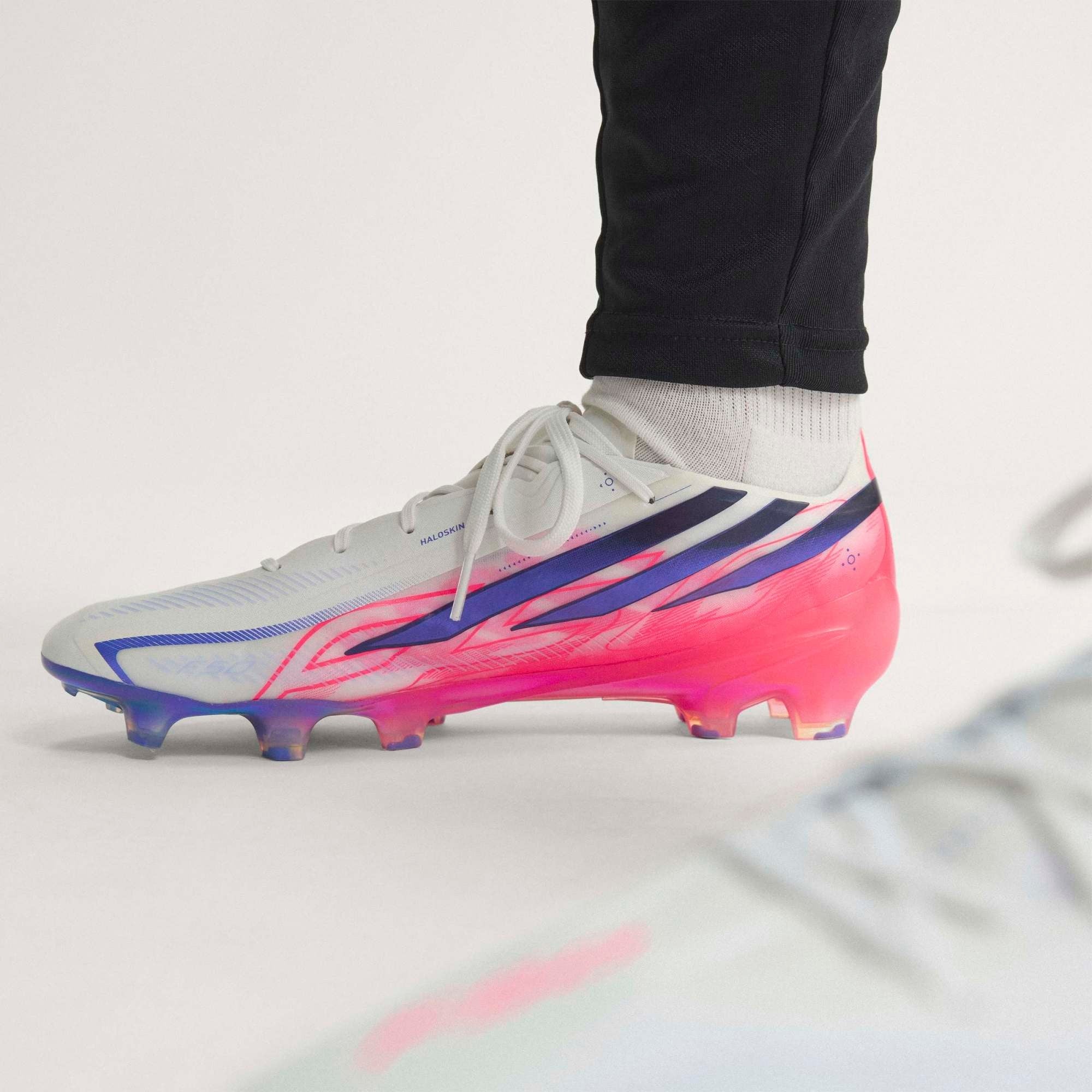 adidas F50 Hyperfast Elite Firm-Ground Low-Top Soccer Cleats - Ftwr White / Solar Purple / Solar Turbo
