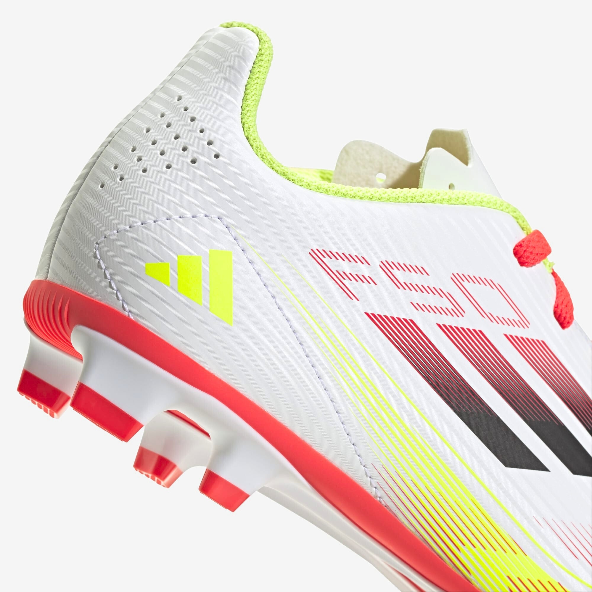 adidas Jr. F50 Club Little/Big Kids' FG/MG Low-Top Soccer Cleats - Cloud White / Core Black / Solar Yellow