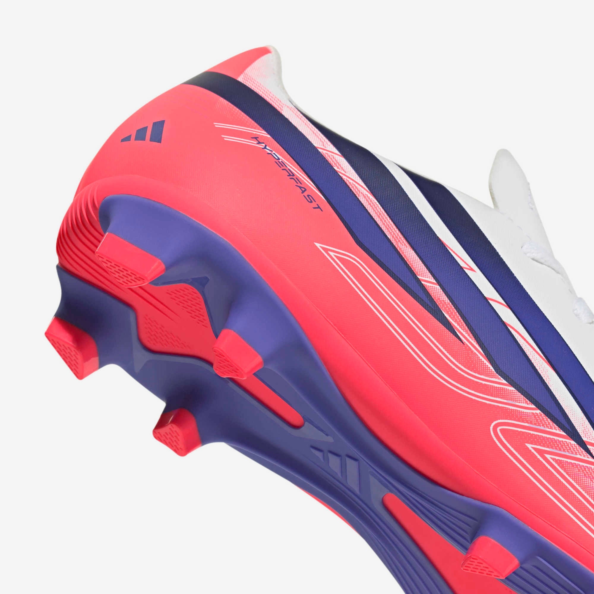 adidas Jr. F50 Hyperfast Club Big Kids' Firm/Multi-Ground Low-Top Soccer Cleats - Ftwr White / Solar Purple / Solar Turbo