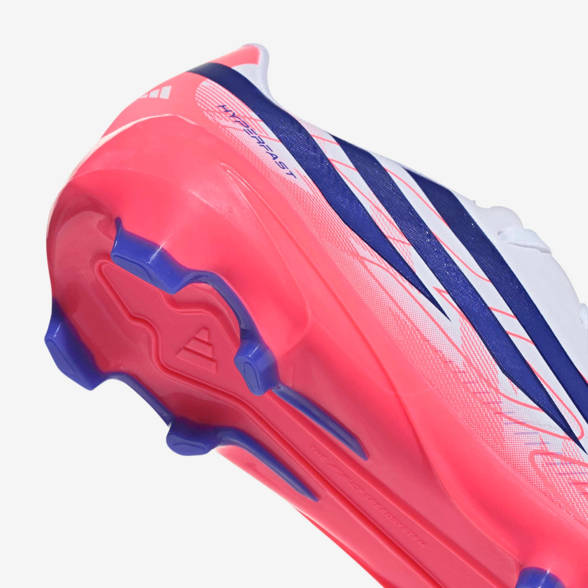 adidas Jr. F50 Hyperfast League Firm-Ground Low-Top Soccer Cleats - Ftwr White / Solar Purple / Solar Turbo