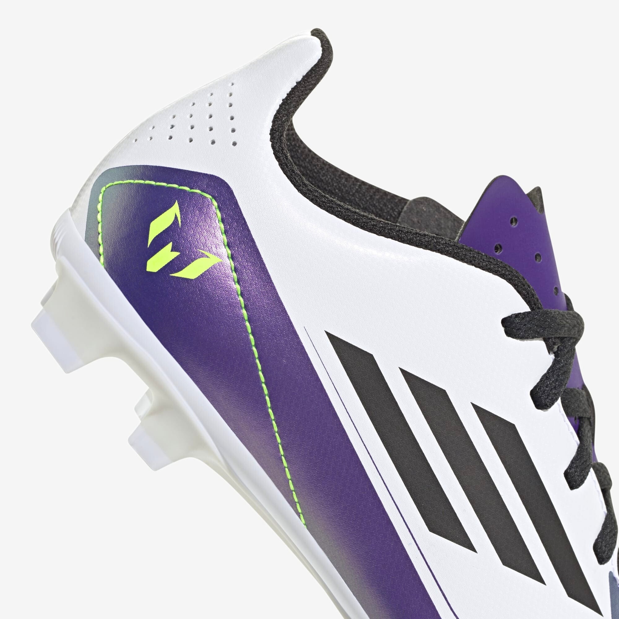 adidas Jr. Messi F50 Club Little/Big Kids' MG Low-Top Soccer Cleats - White / Core Black / Unity Purple