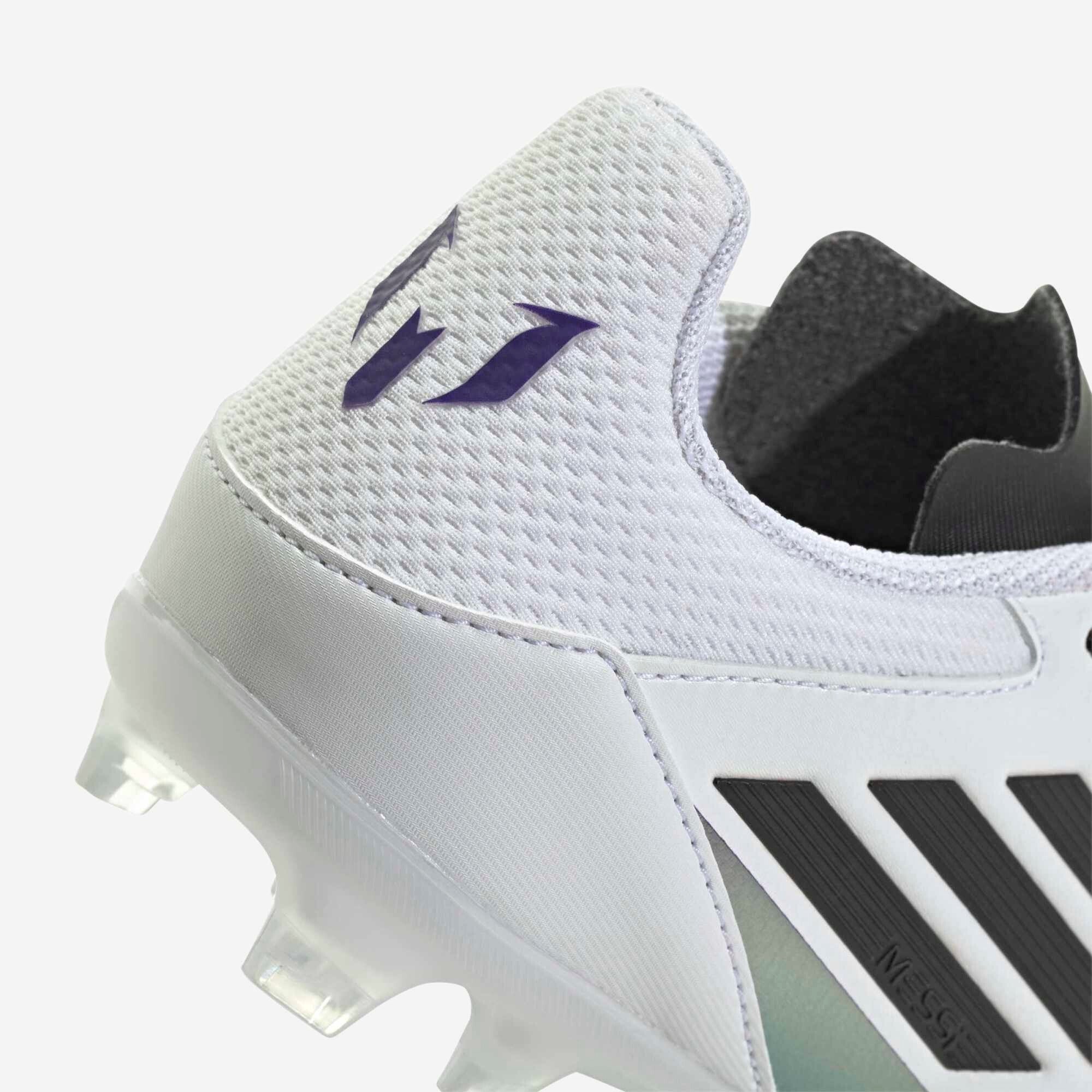 adidas Jr. Messi F50 League Big Kids' Firm/Multi-Ground Low-Top Soccer Cleats - Cloud White / Core Black / Purple