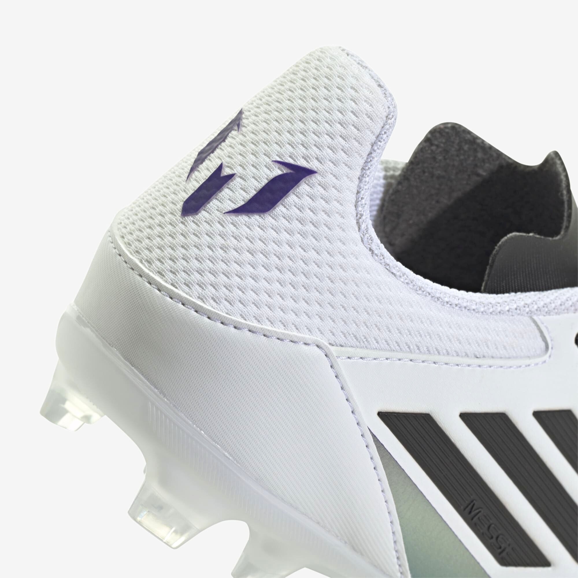 adidas Jr. Messi F50 League Little/Big Kids' FG/MG Low-Top Soccer Cleats - Cloud White / Core Black / Purple