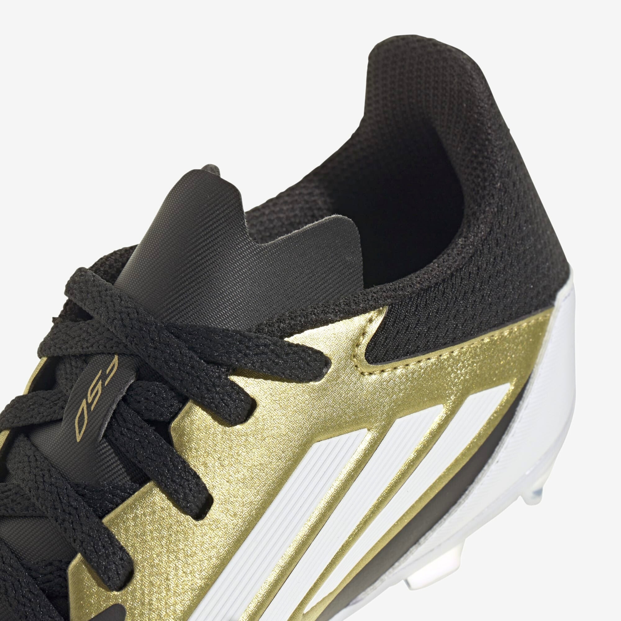 adidas Jr. Messi F50 League Little/Big Kids' FG/MG Low-Top Soccer Cleats - Gold Metallic / Cloud White / Core Black