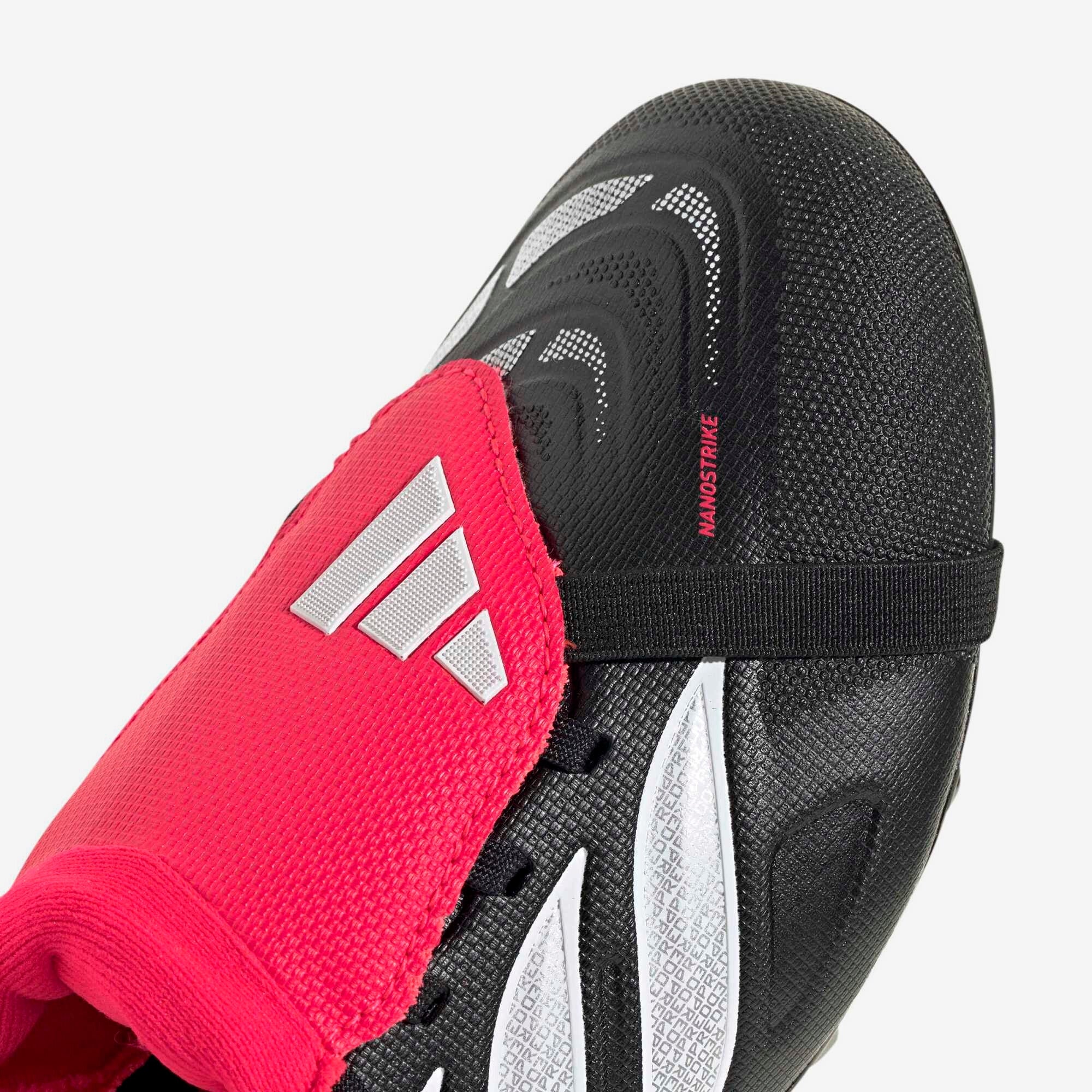 adidas Jr. Predator League Fold-Over Tongue Big Kids' Firm-Ground Low-Top Soccer Cleats - Core Black / Cloud White / Lucid Red