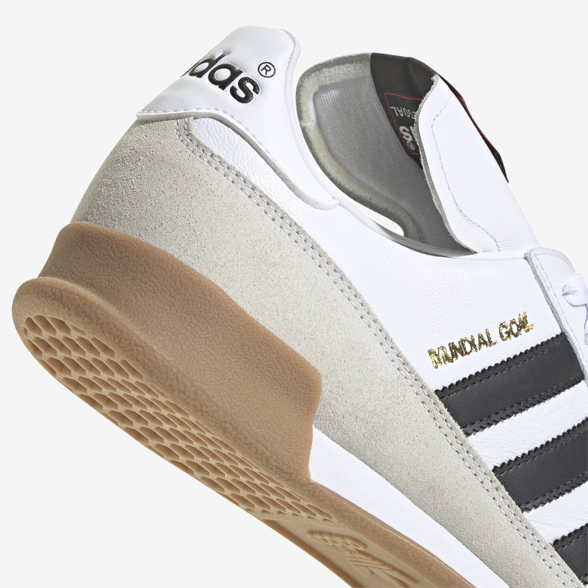 adidas Mundial Goal IC Low-Top Soccer Shoes - Cloud White / Core Black / Gold Metallic