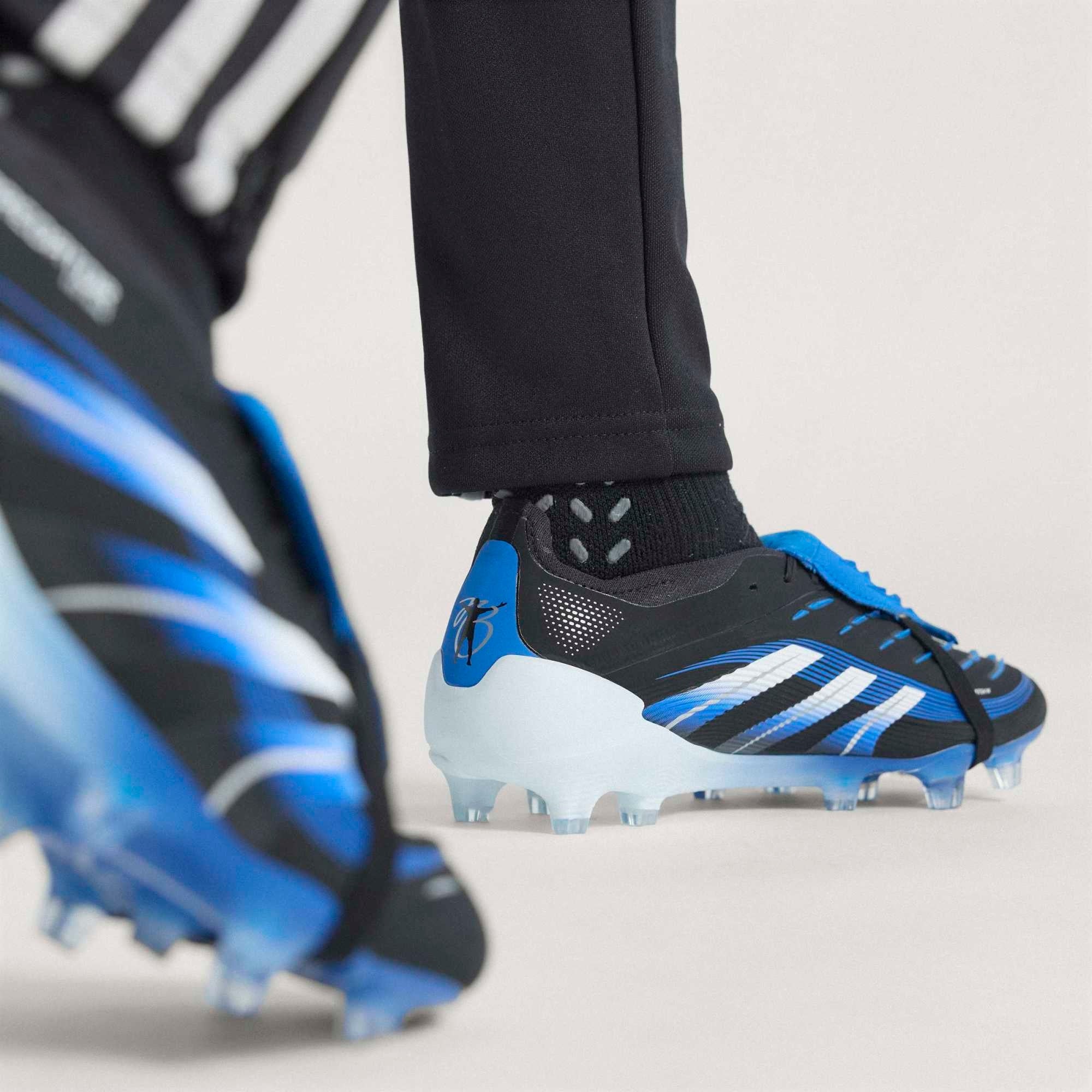 adidas Predator Elite JB Fold-Over Tongue Firm-Ground Low-Top Soccer Cleats - Core Black / Cloud White / Glow Blue