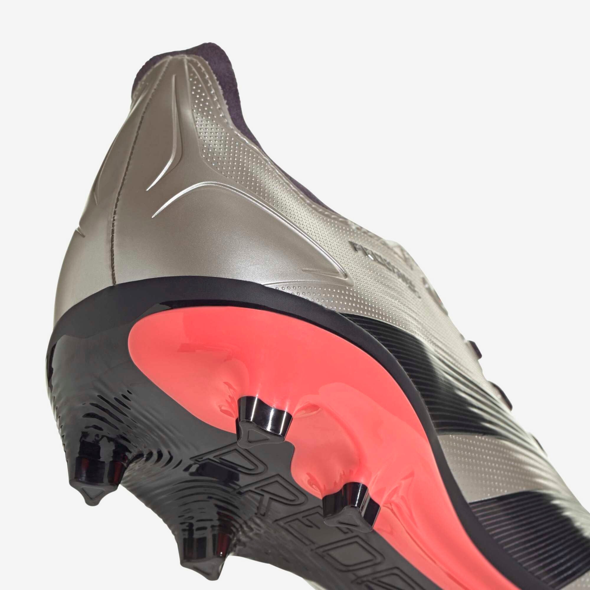 adidas Predator League Firm-Ground Low-Top Soccer Cleats - Platinum Metallic / Aurora Black / Turbo