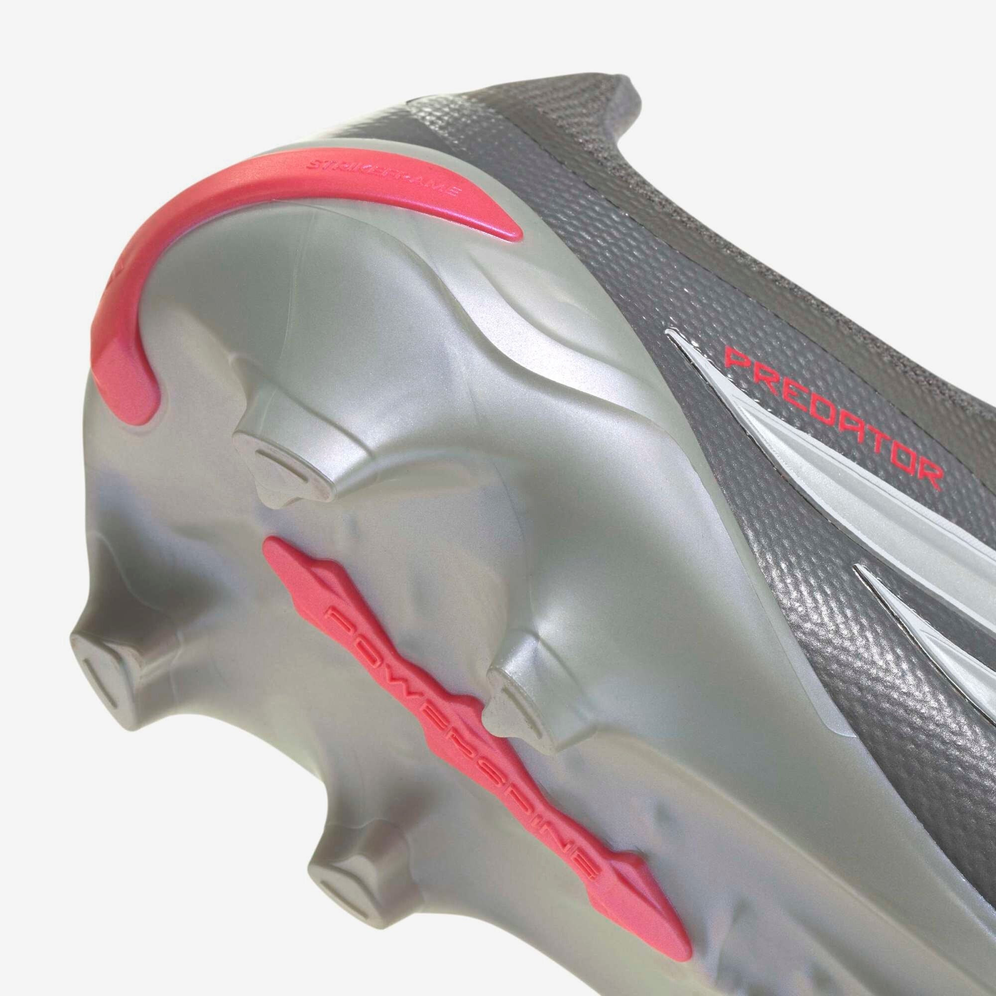 adidas Predator League Fold-Over Tongue Firm-Ground Low-Top Soccer Cleats - Iron Metallic / Zero Metalic / Lucid Red