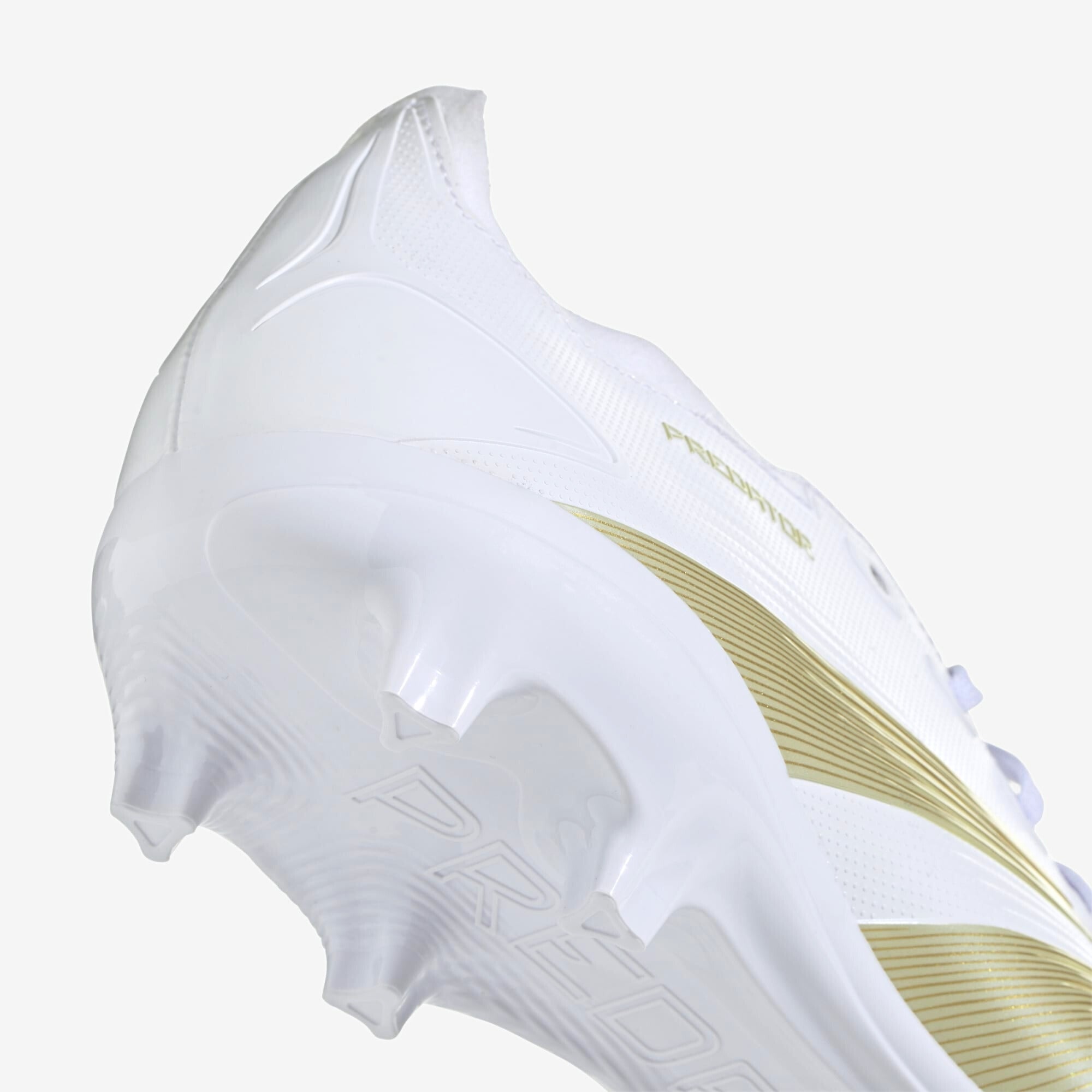 adidas Predator League FG Low-Top Soccer Cleats - Cloud White / Gold Metallic / Sandy Beige Met