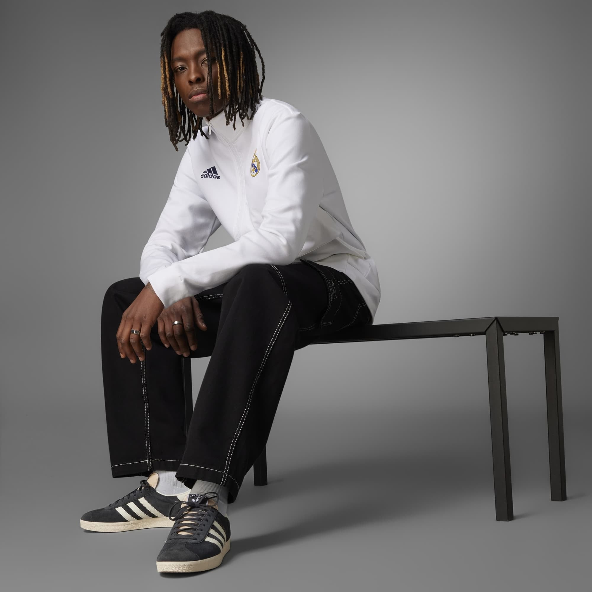 adidas Real Madrid Anthem Men's Full-Zip Soccer Jacket - White