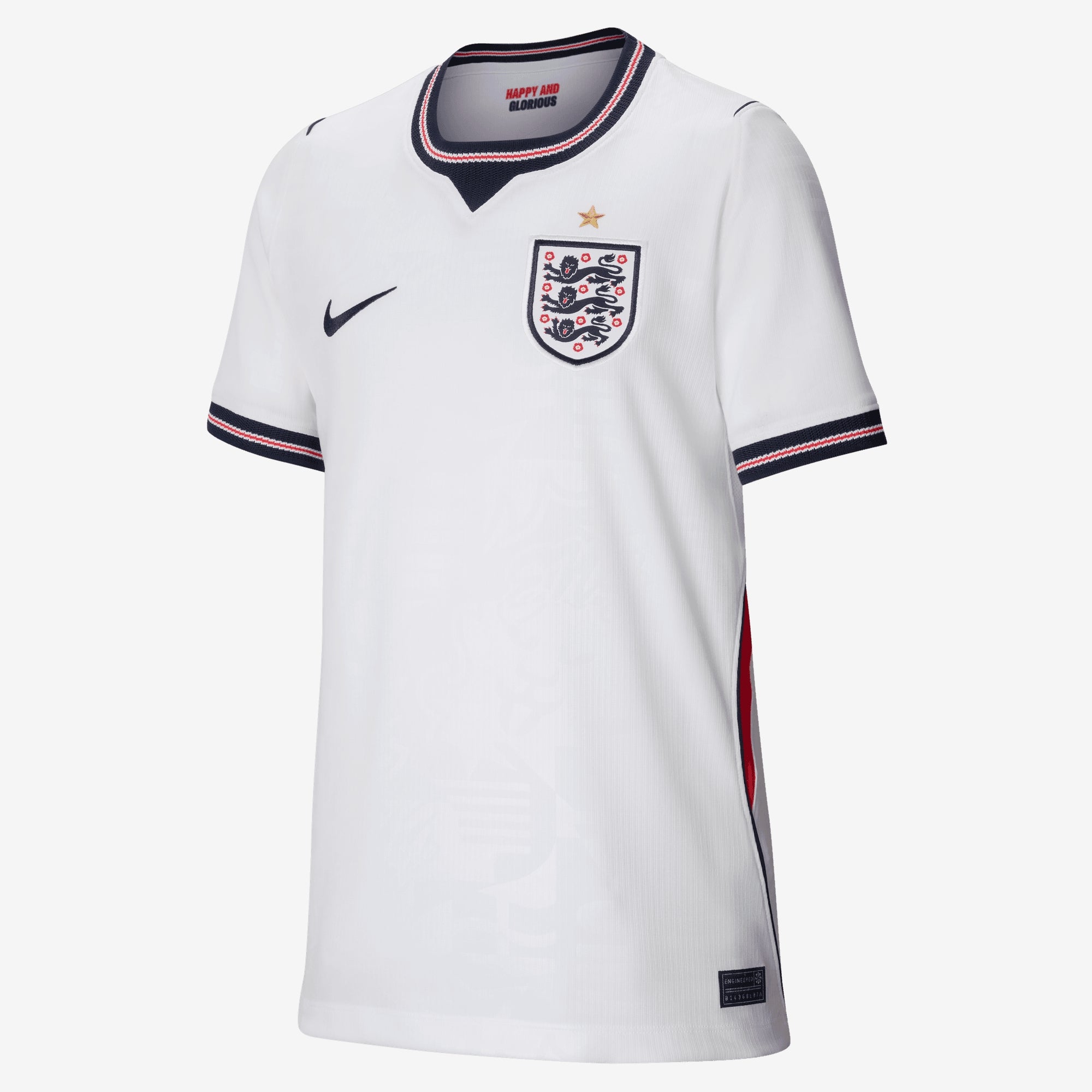Nike England 2026 Stadium Home Big Kids' Dri-FIT Soccer Replica Jersey - White/Speed Red/Obsidian/Obsidian