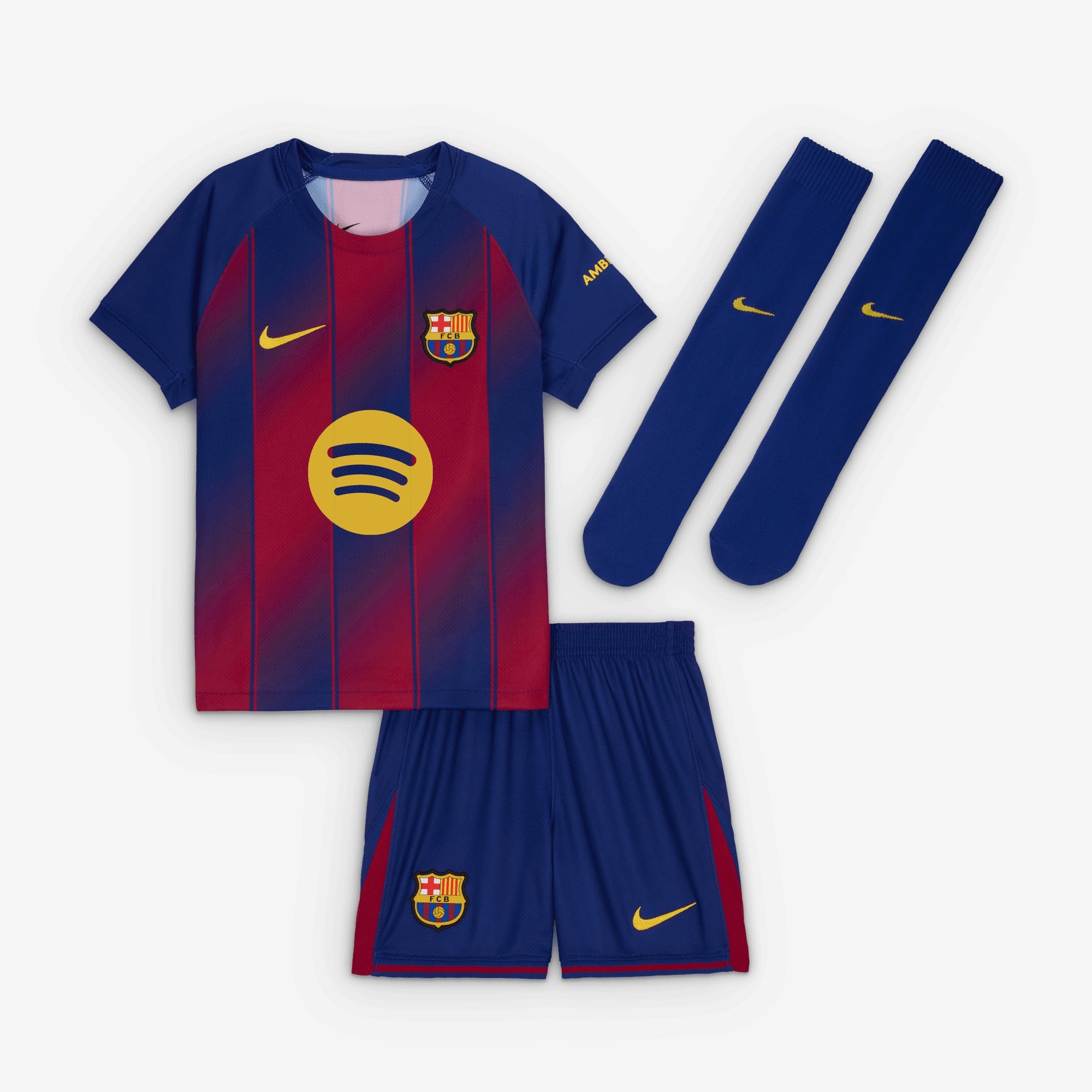 Nike FC Barcelona 2025/26 Stadium Home Little Kids' Soccer Replica 3-Piece Kit - Deep Royal Blue/Midwest Gold
