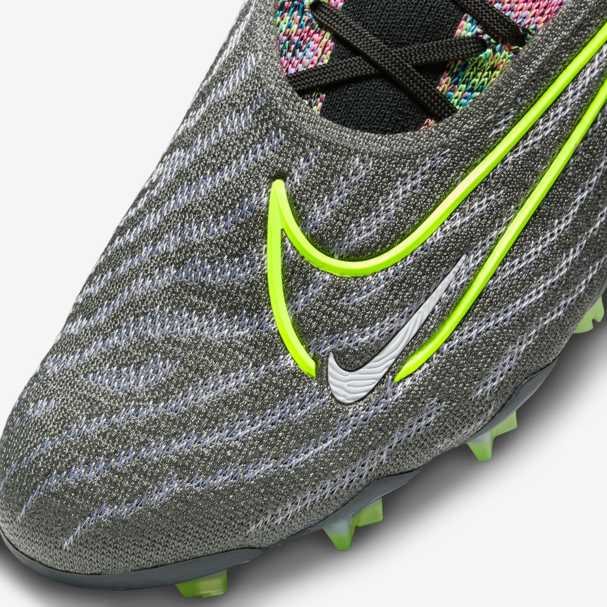 Nike Gripknit Phantom GX Elite Fusion FG Low-Top Soccer Cleats - Black/White/Blue Glow/Volt