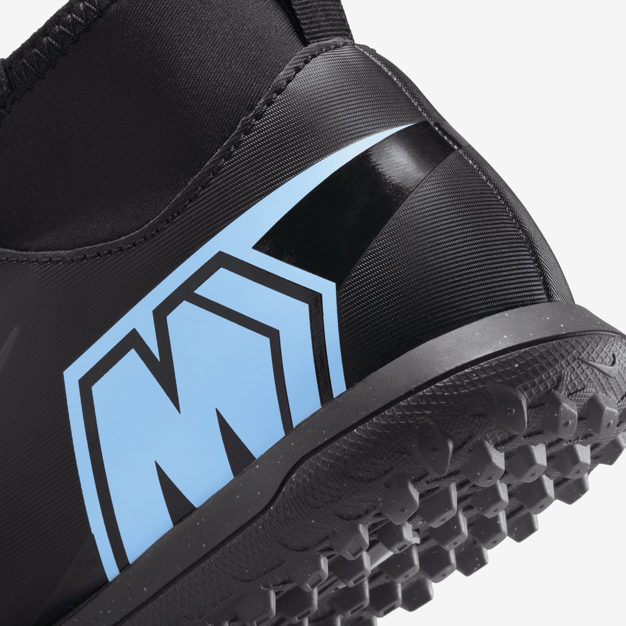 Nike Jr. Mercurial Superfly 10 Club Little/Big Kids' Turf High-Top Soccer Shoes - Black/Black