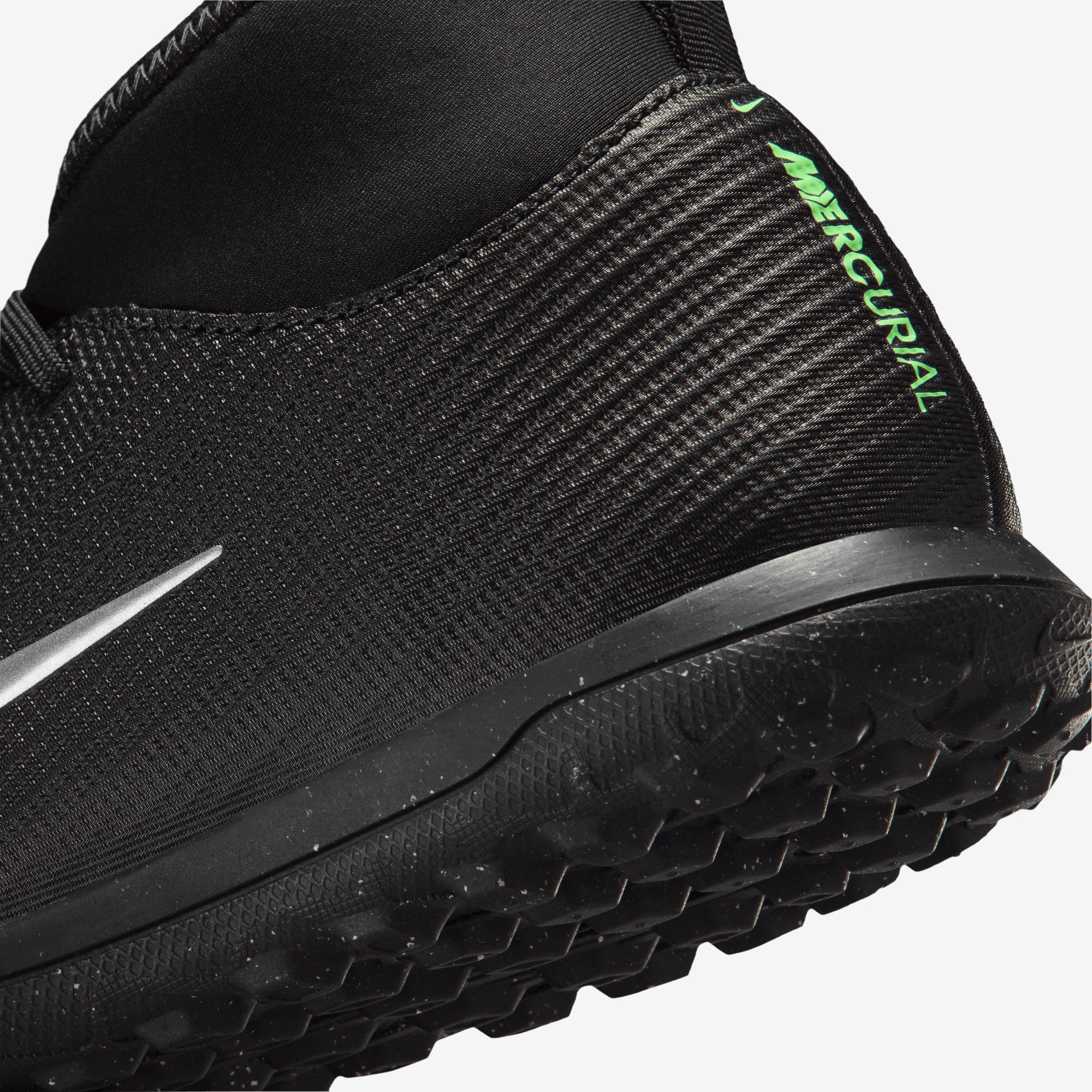 Nike Jr. Mercurial Superfly 11 Club Big Kids' Turf High-Top Soccer Shoes - Black/Illusion Green-Black