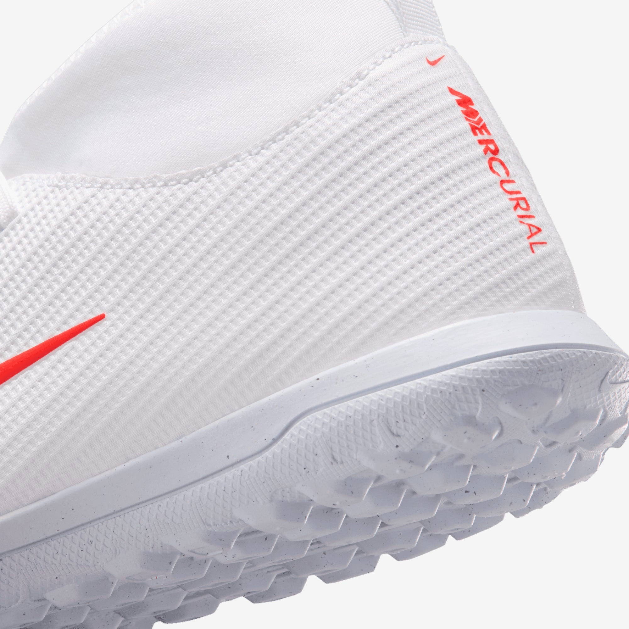 Nike Jr. Mercurial Superfly 11 Club Big Kids' Turf High-Top Soccer Shoes - White/Blur-Bright Crimson
