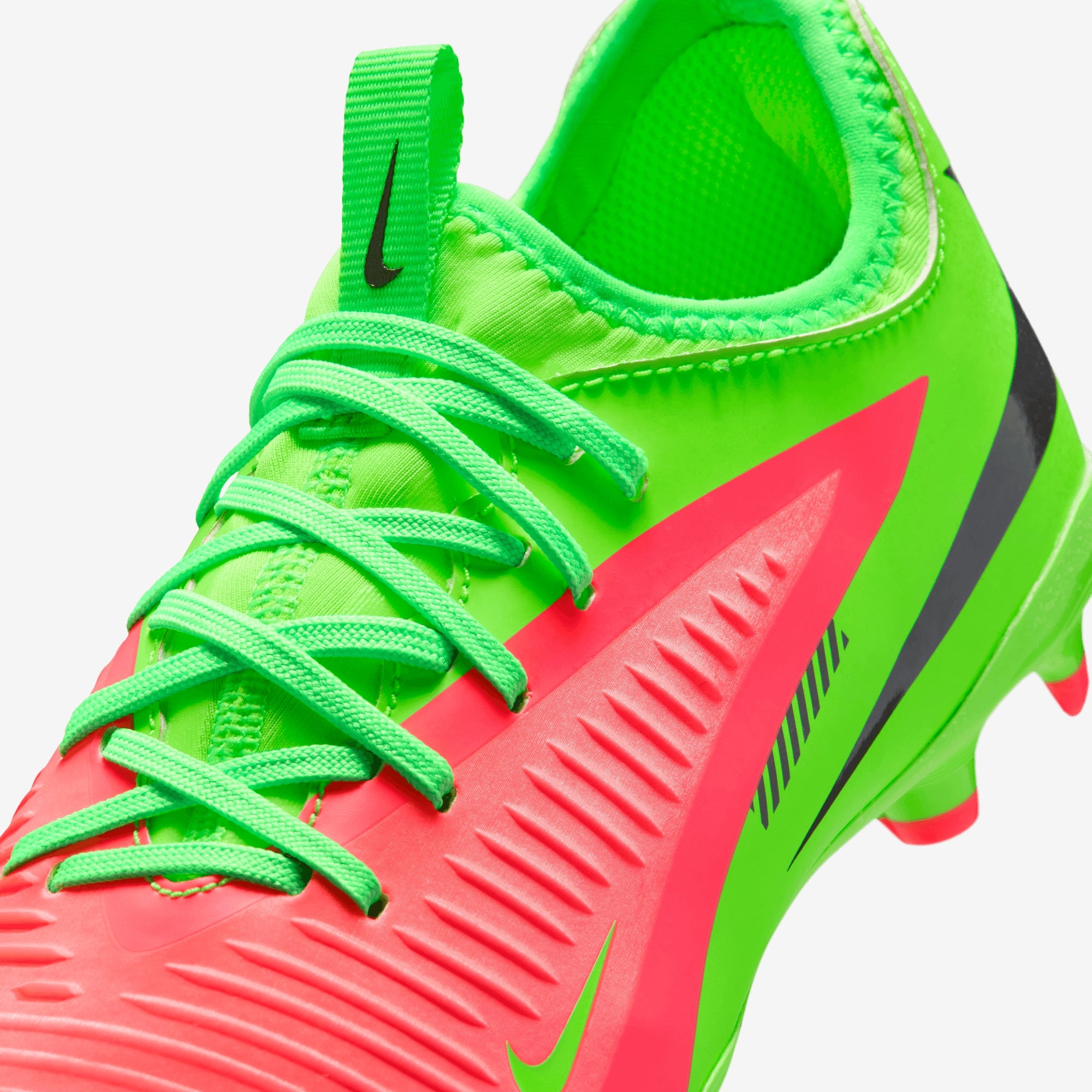 Nike Jr. Phantom 6 Low Academy Erling Haaland Big Kids' Multi-Ground Soccer Cleats - Hot Punch/Black-Green Strike
