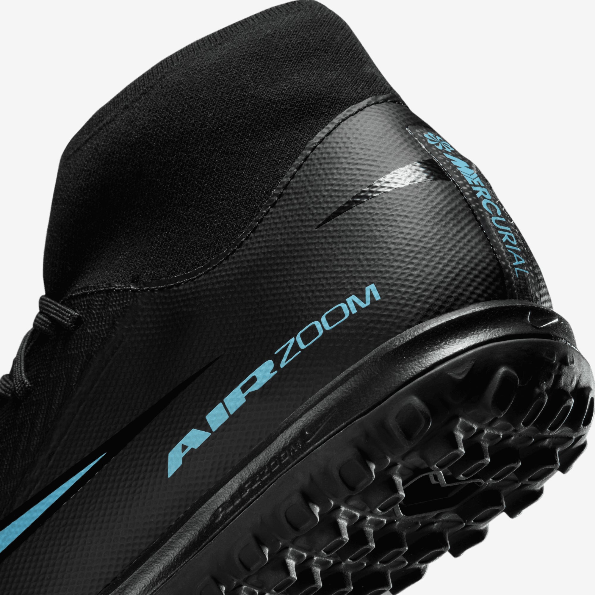 Nike Mercurial Superfly 10 Academy Turf High-Top Soccer Shoes - Black/Ice Blue