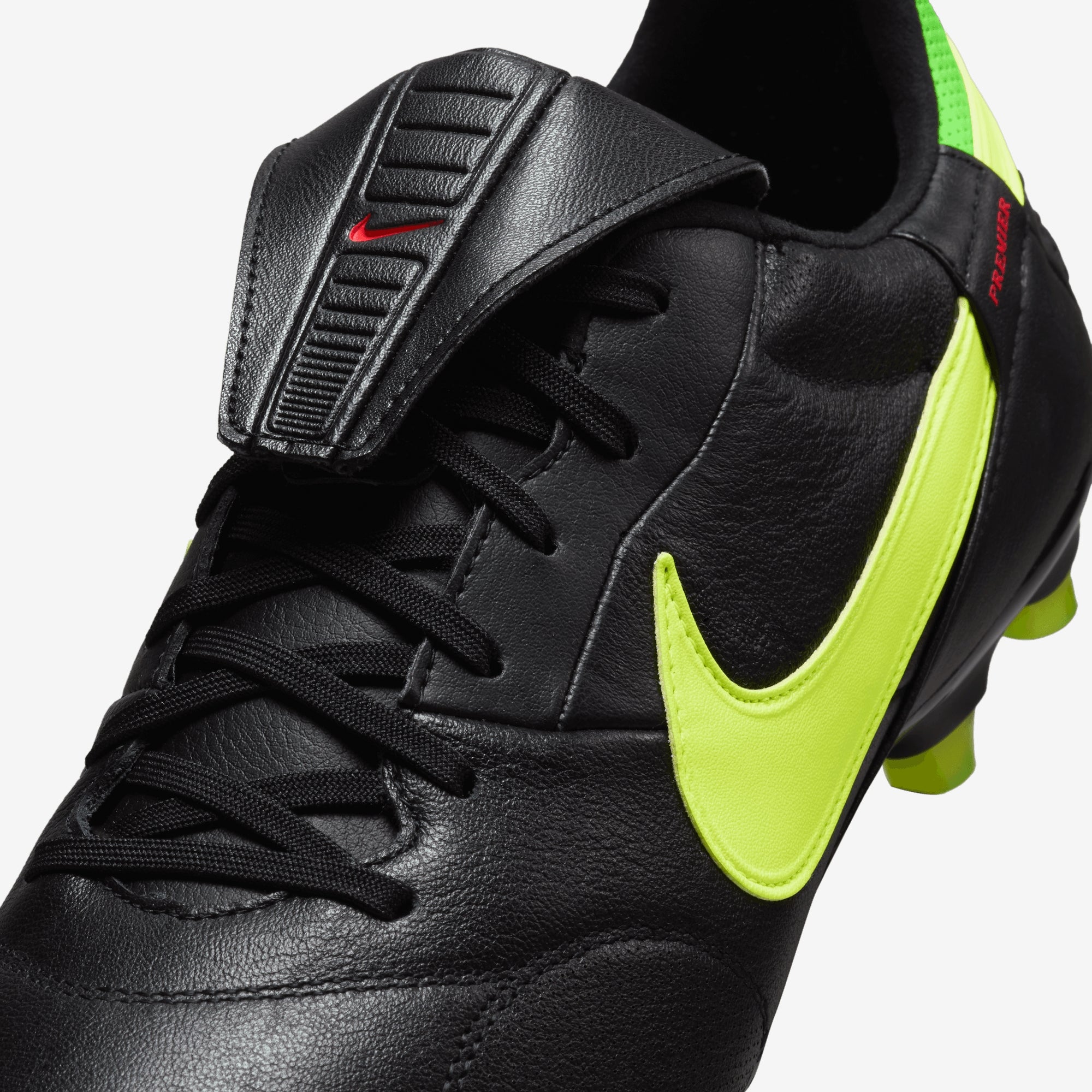 Nike Premier 3 FG Low-Top Soccer Cleats - Black/Volt-Green Strike-Bright Crimson