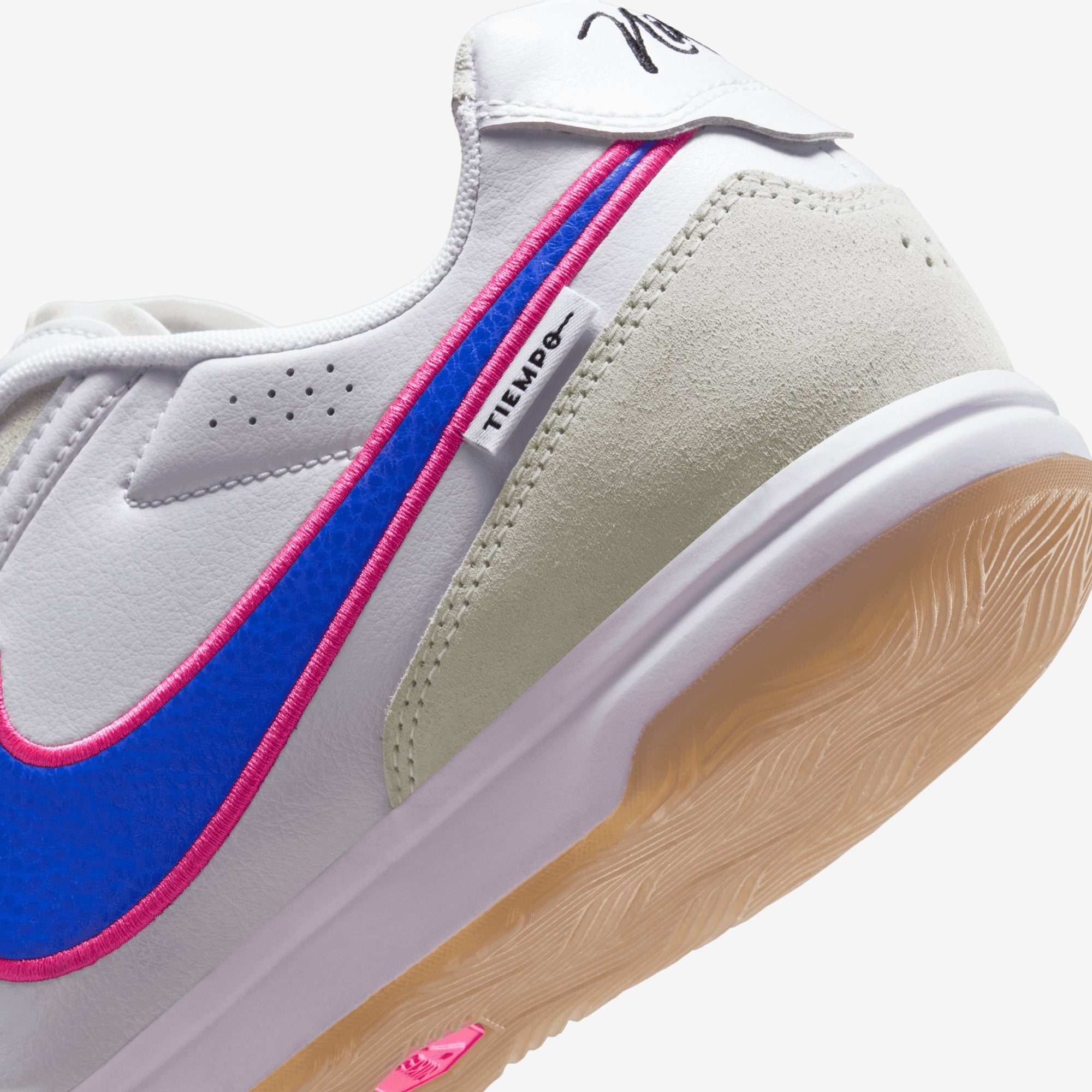Nike Tiempo Streetgato Indoor/Court Low-Top Soccer Shoes - White/Racer Blue-Pink Blast