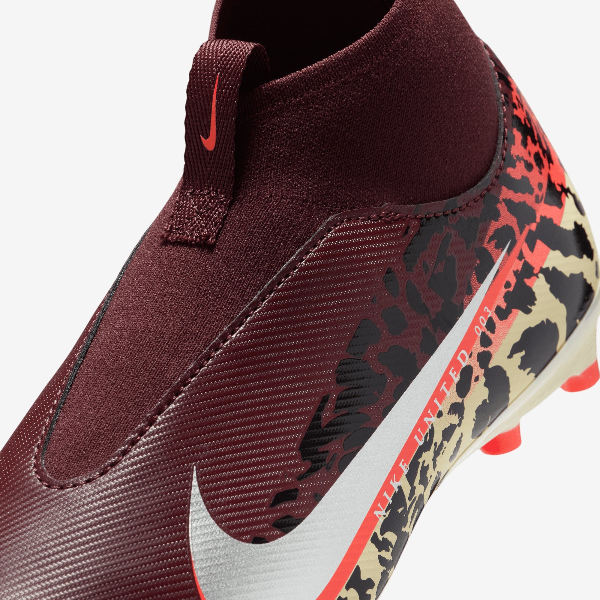 Nike United Jr. Mercurial Superfly 10 Academy Big Kids' Multi-Ground High-Top Soccer Cleats - Burgundy Crush/Metallic Silver
