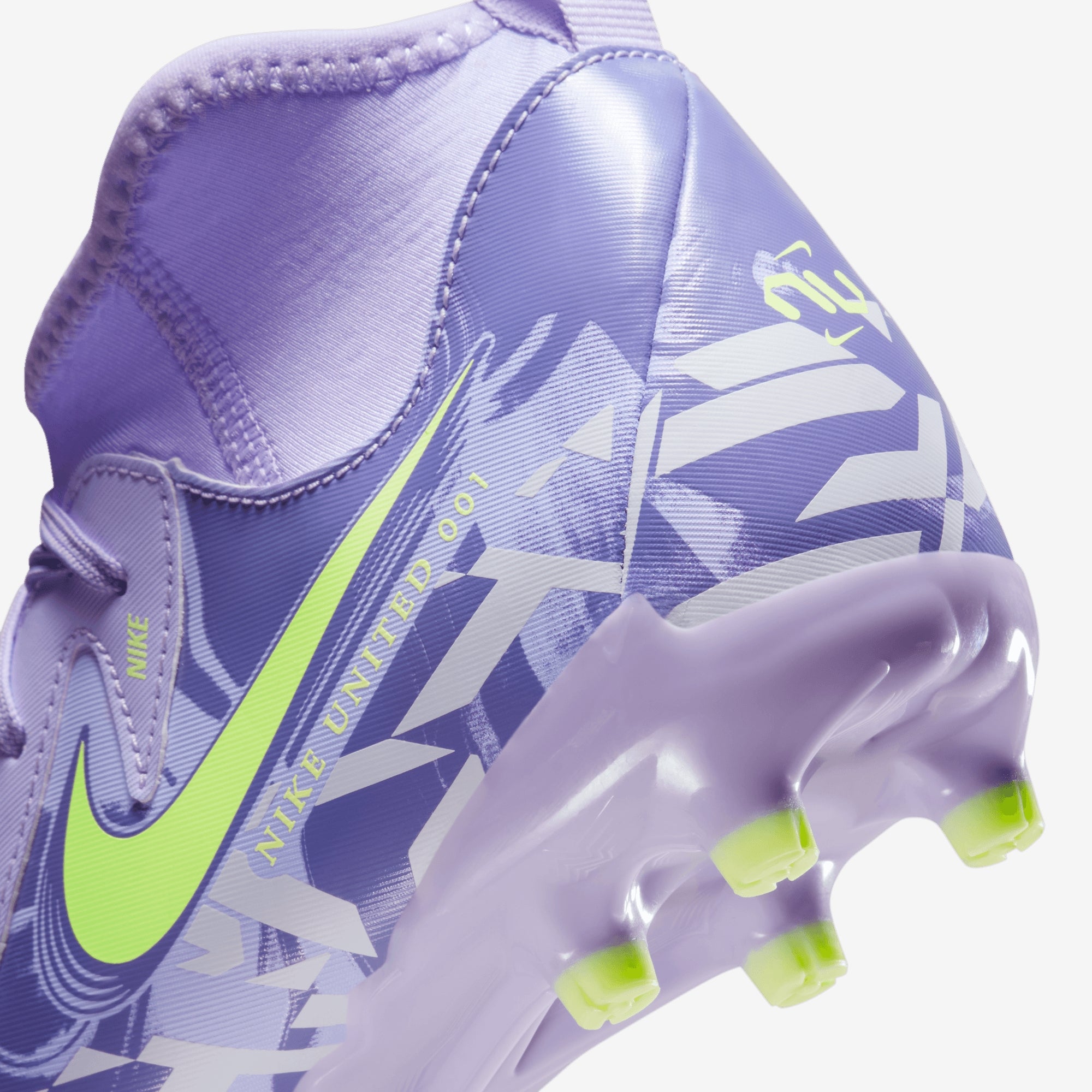 Nike United Jr. Phantom Luna 2 Academy Big Kids' FG High-Top Soccer Cleats - Purple Agate/Barely Volt