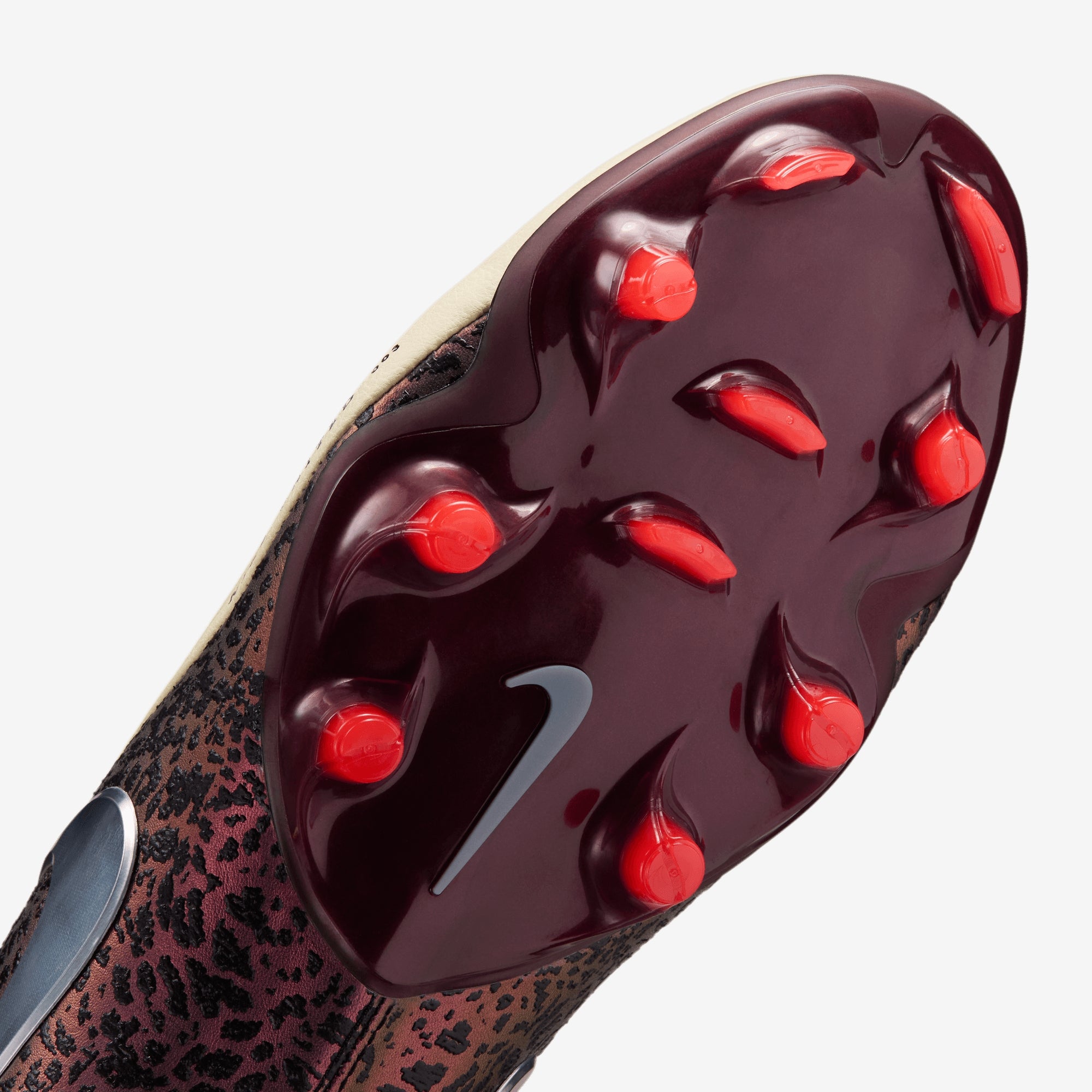 Nike United Tiempo Maestro Elite Firm-Ground Low-Top Soccer Cleats - Fossil/Metallic Silver-Burgundy Crush