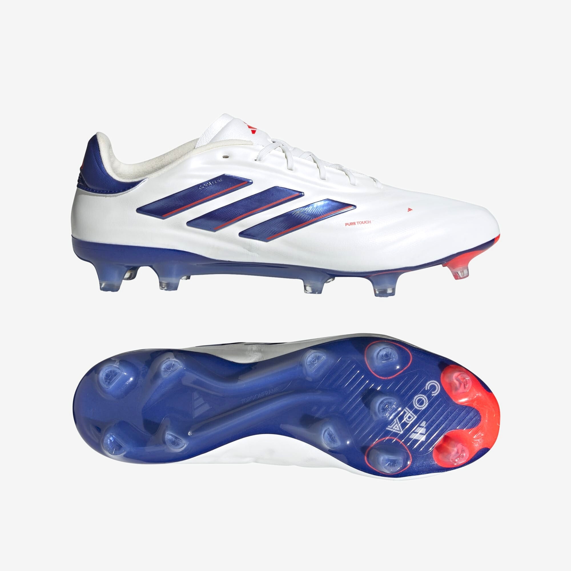 adidas Copa Pure 2 Elite FG Low-Top Soccer Cleats - Cloud White / Lucid Blue / Solar Red