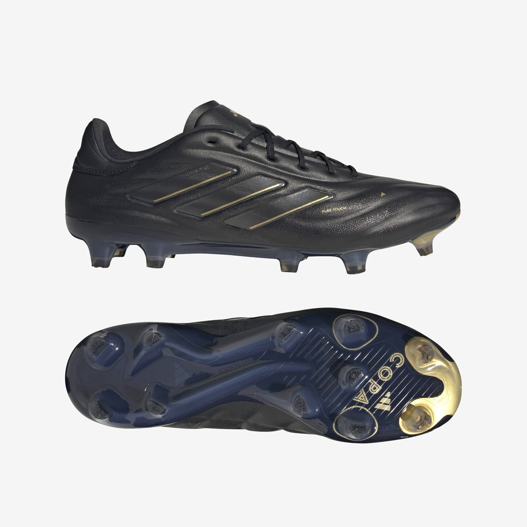 adidas Copa Pure 2 Elite FG Low-Top Soccer Cleats - Core Black / Carbon / Gold Metallic